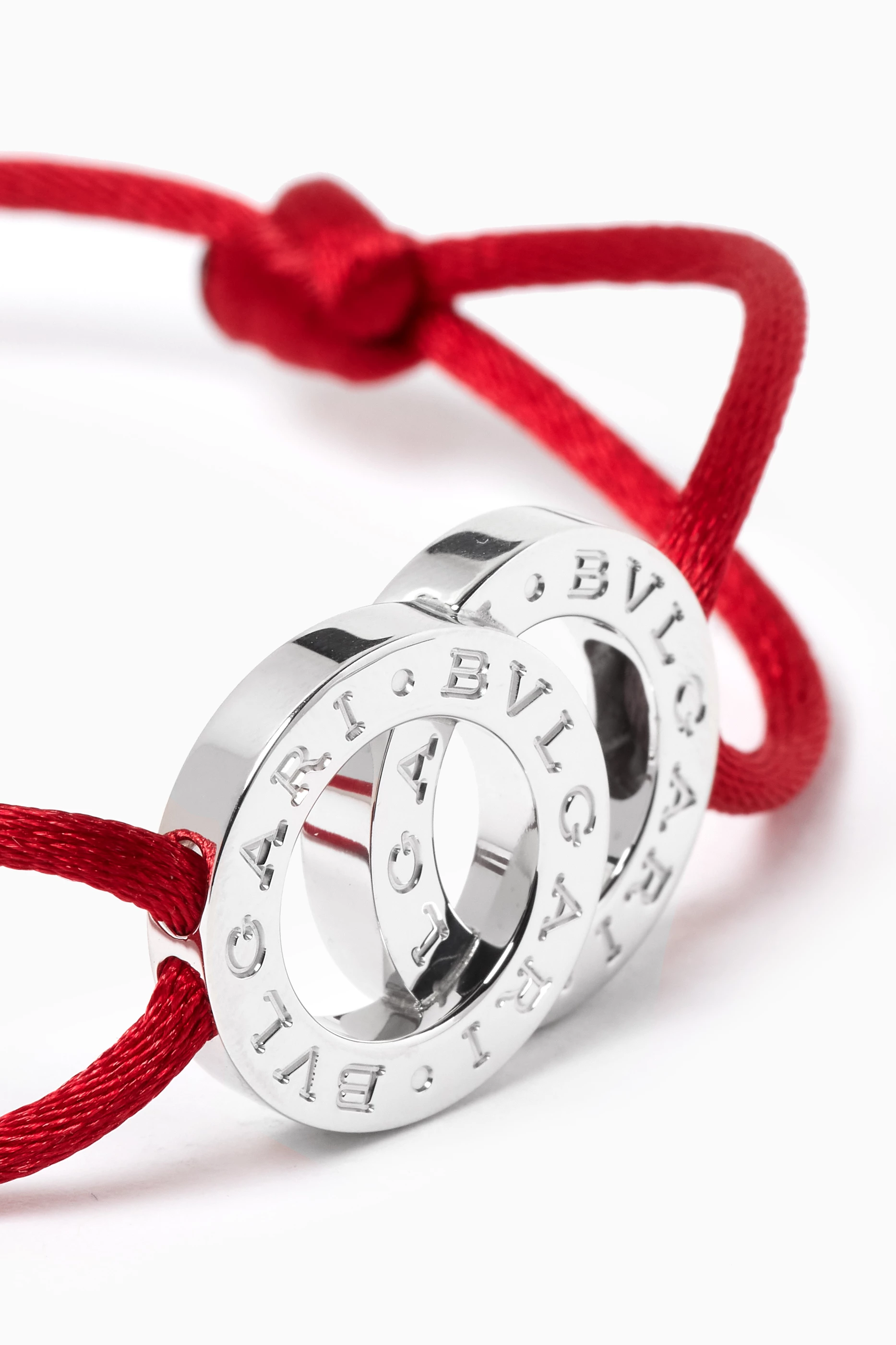 Buy BVLGARI Red BVLGARI BVLGARI Cord Bracelet in Sterling Silver for Women Online Ounass Kuwait