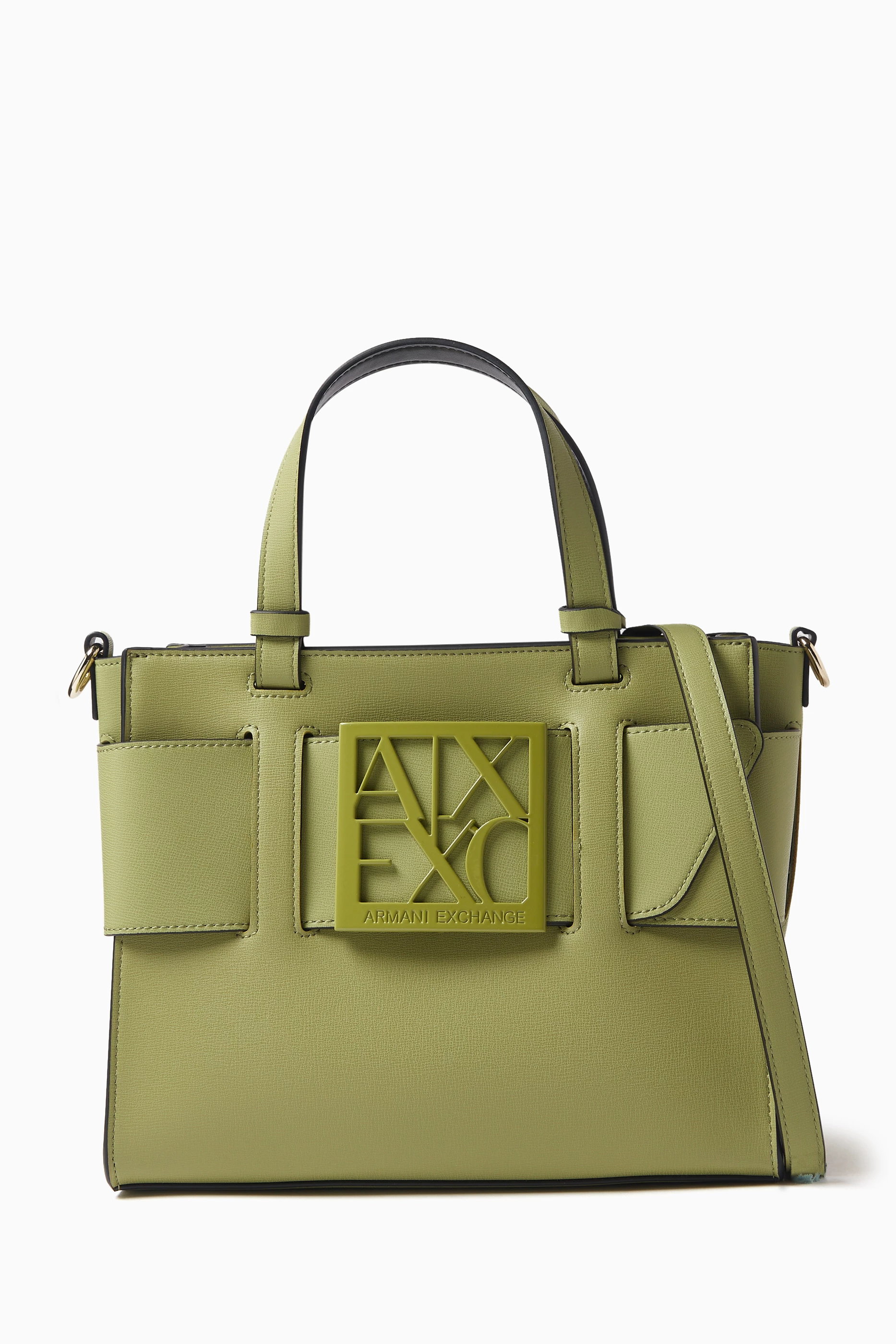 Buy Armani Exchange Green Medium Susy Tote Bag in Faux Leather for