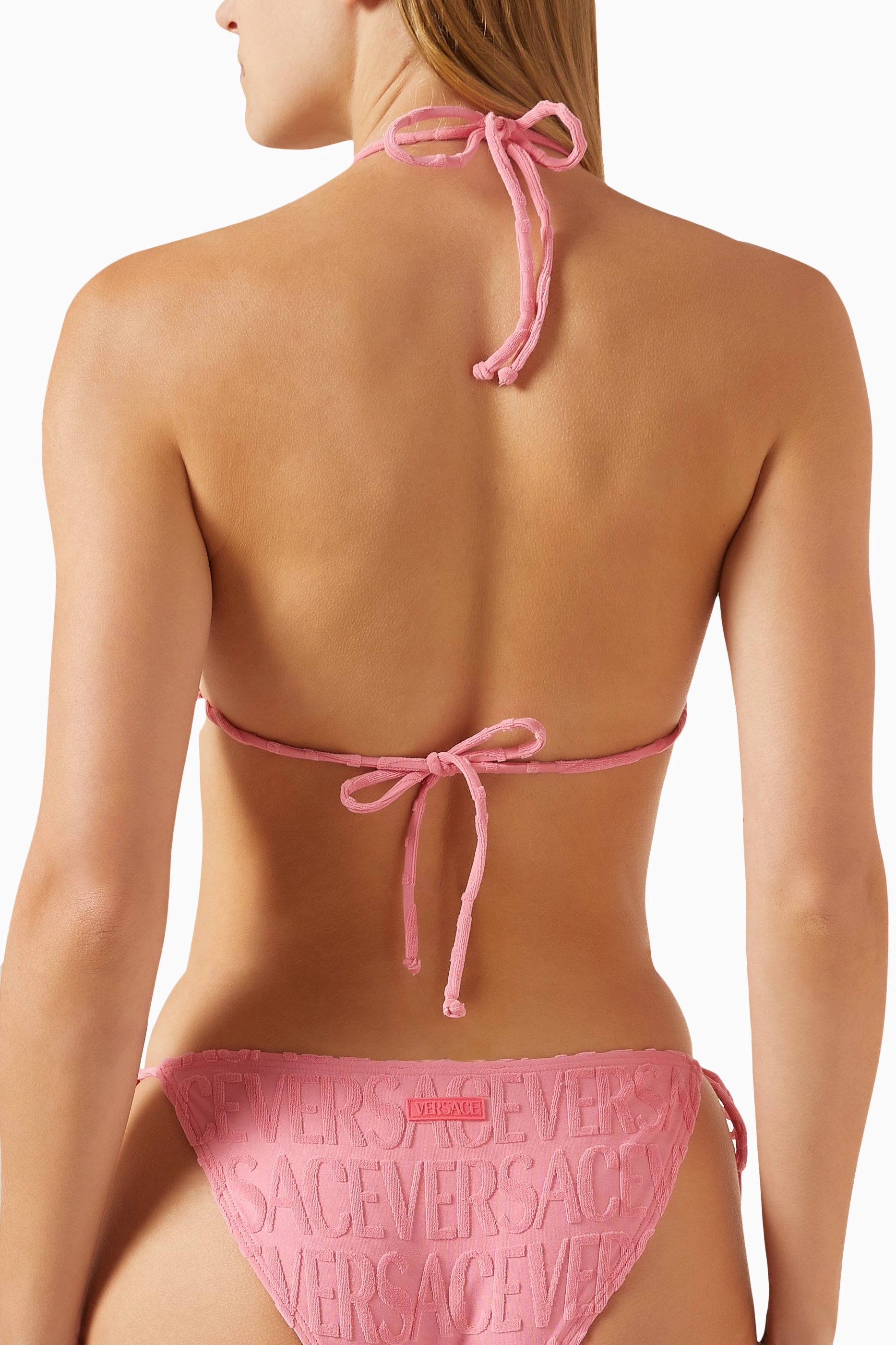 Buy Versace Pink x Dua Lipa Allover Towel Bikini Top for