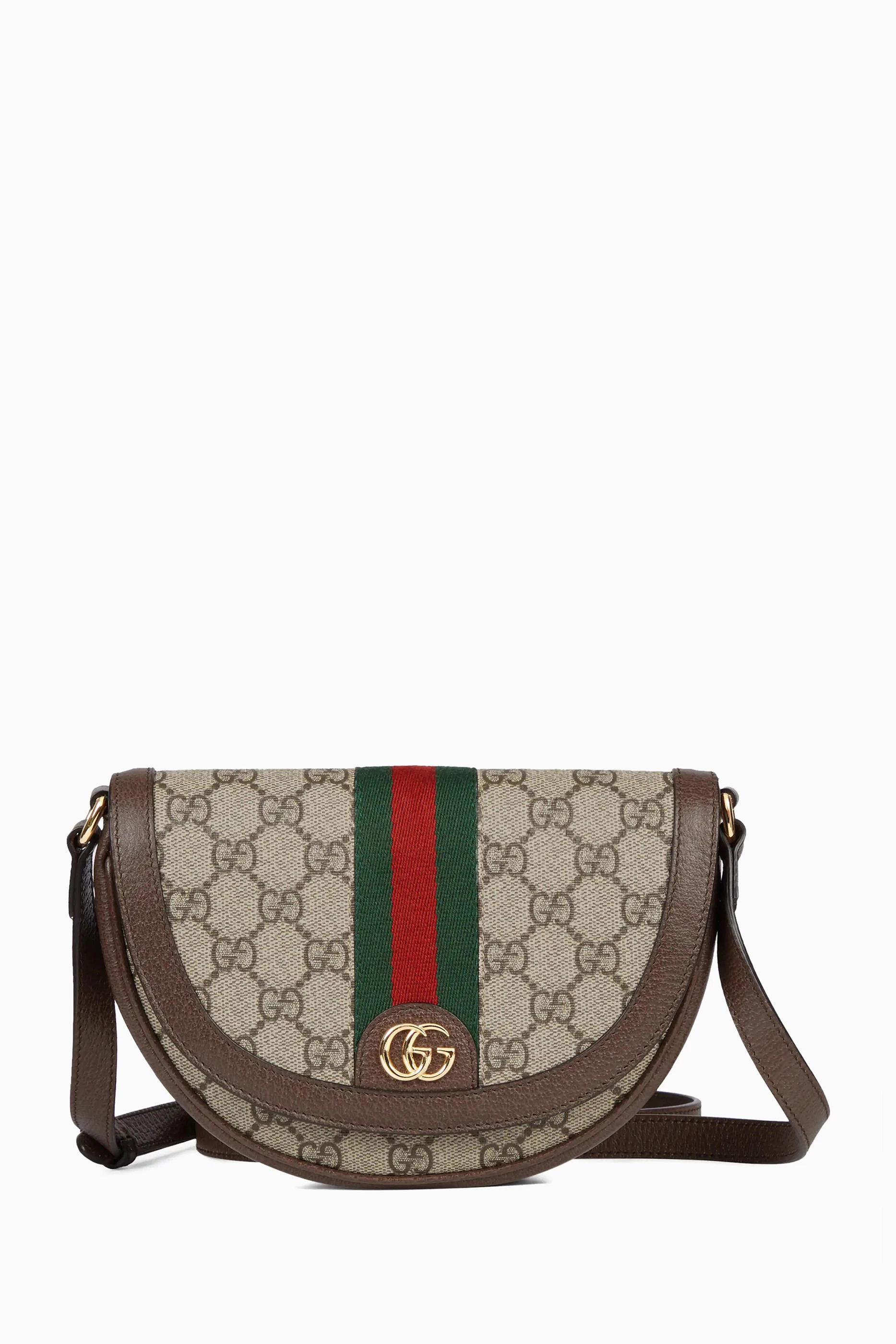 Buy Gucci Brown Mini Ophidia Shoulder Bag in GG Supreme Canvas for