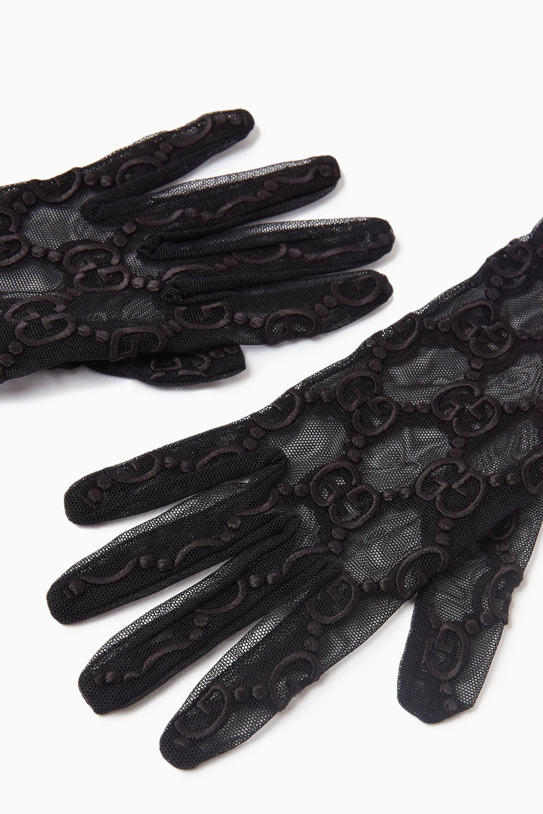 Buy Gucci Black GG Motif Gloves in Tulle for Women Online | Ounass