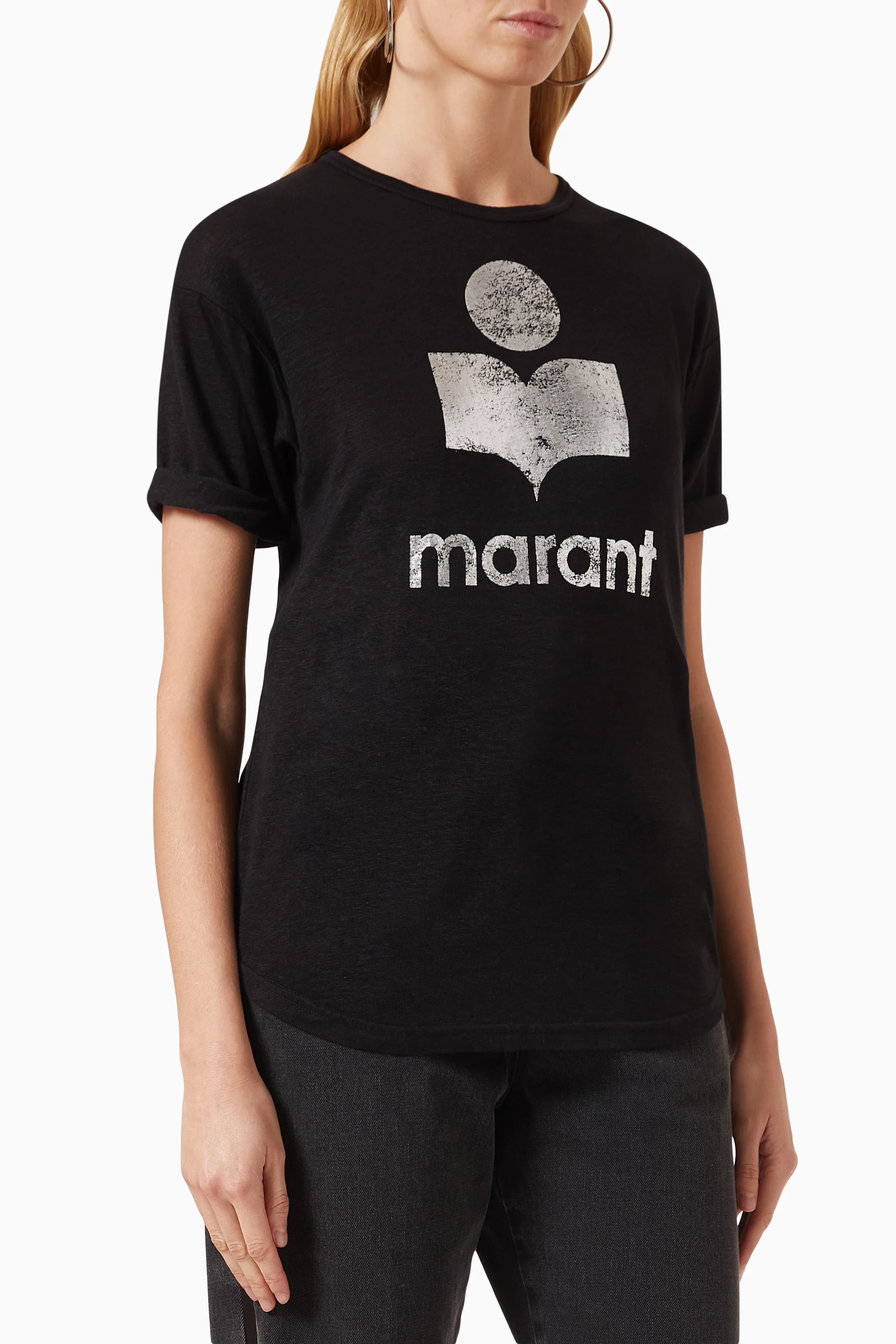 【ISABEL MARANT】(W) Koldi Logo T-Shirt White Black Isabel Marant Etoile Tee shirt KOLDI - Black Logo pour Femme