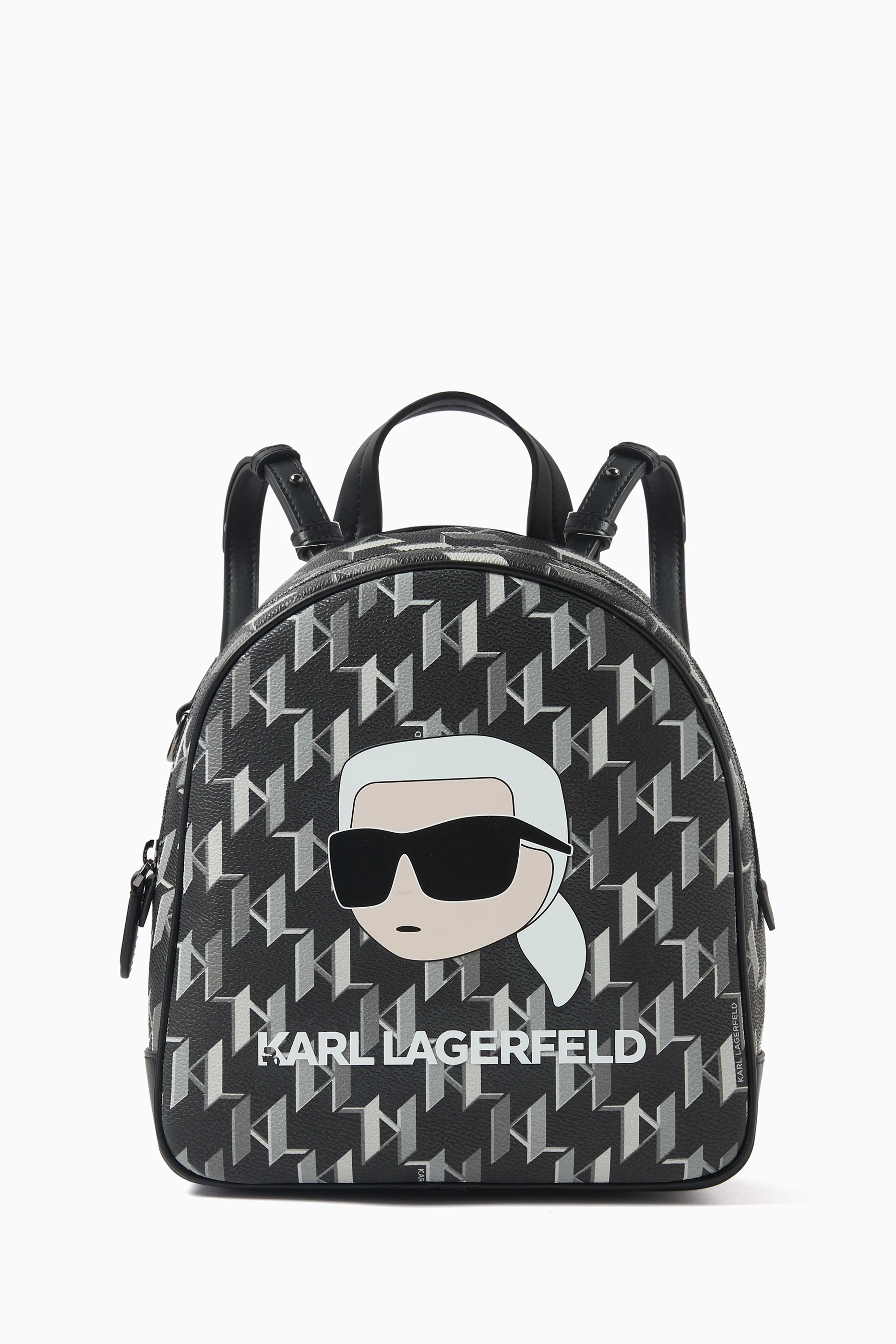 Karl Lagerfeld Monochrome Houndstooth Backpack Girls Ikon Choupette Metallic Backpack Silver | KARL  main image 4