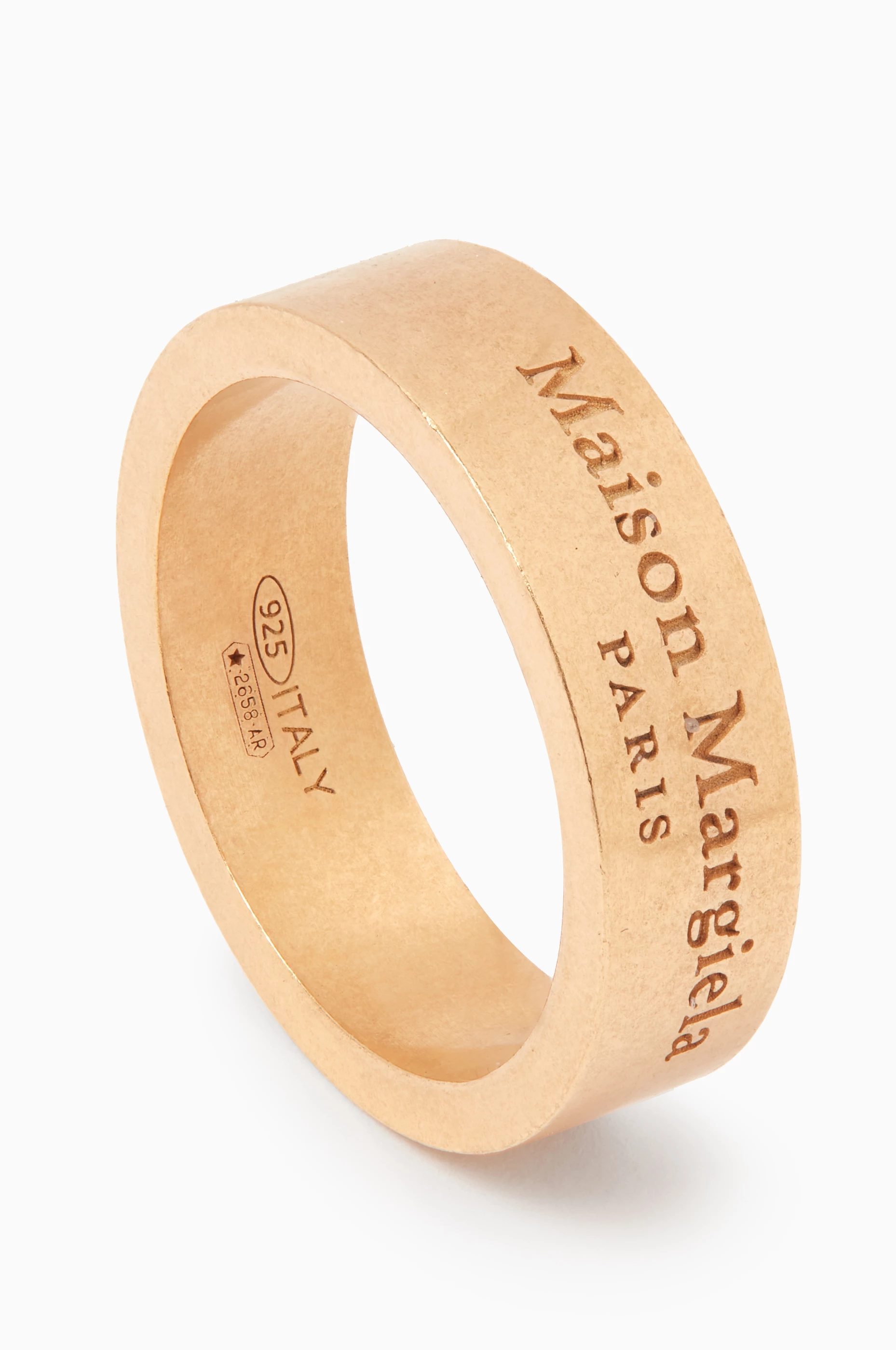 【Maison Margiela】Logo Ring Yellow Gold Buy Maison Margiela Gold Engraved Logo Ring in Yellow Gold