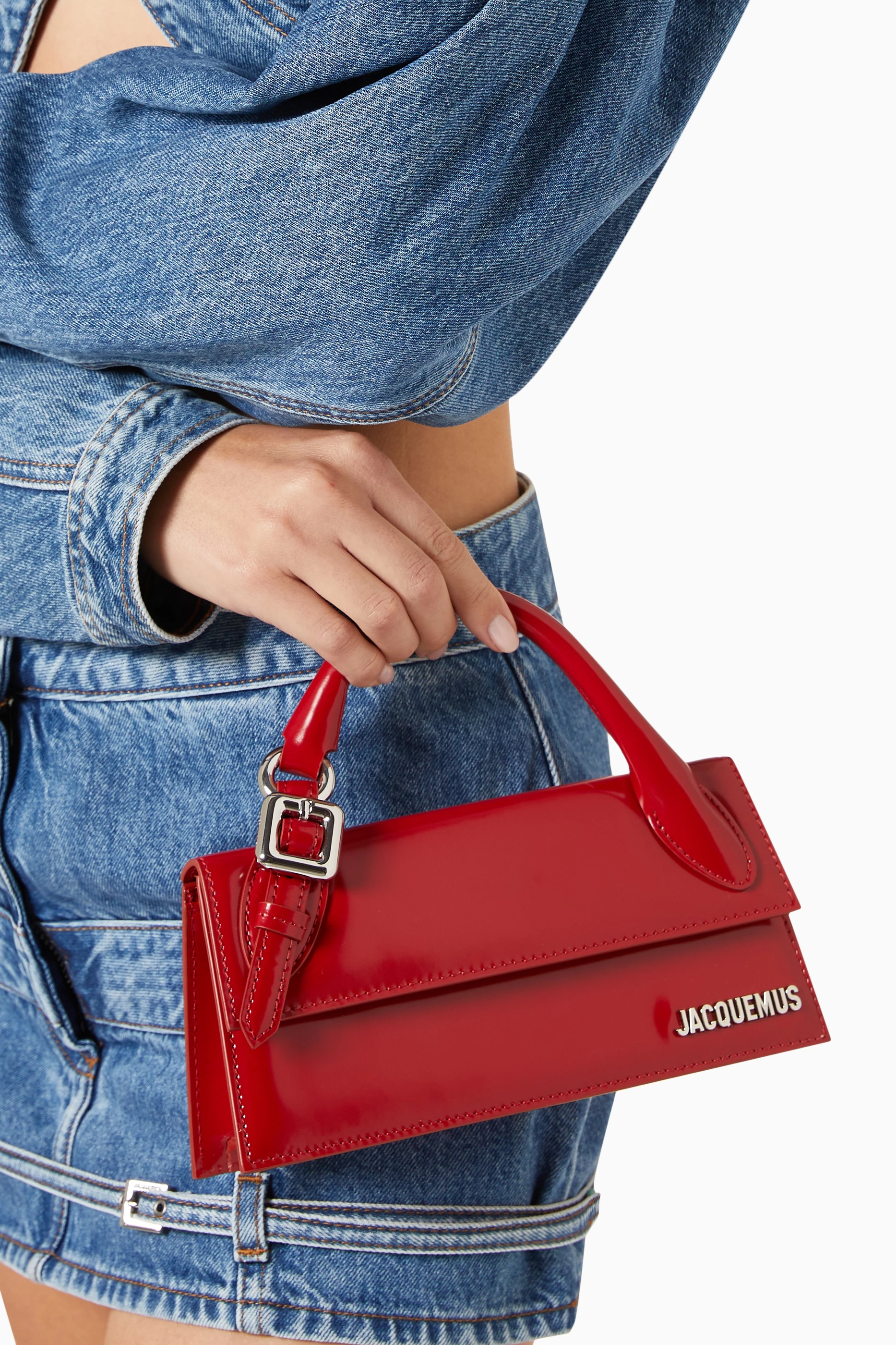 Buy Jacquemus Red Le Chiquito Long Boucle Bag in Patent