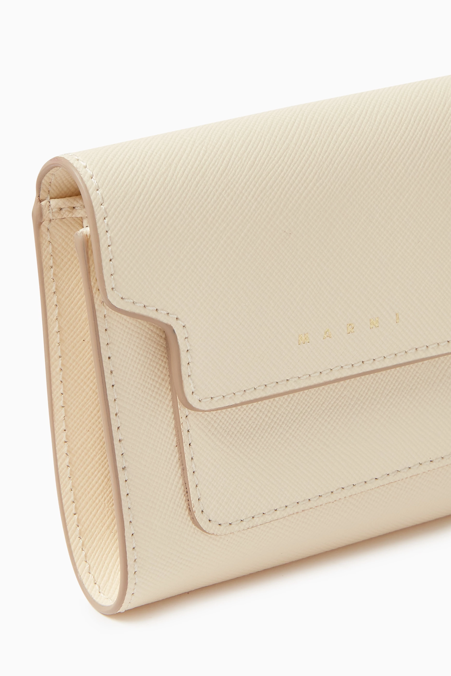 【MARNI】日本未入荷！SQUARE FLAP WALLET IN SAFFIANO LEATHER Orange white and beige saffiano leather wallet | Marni