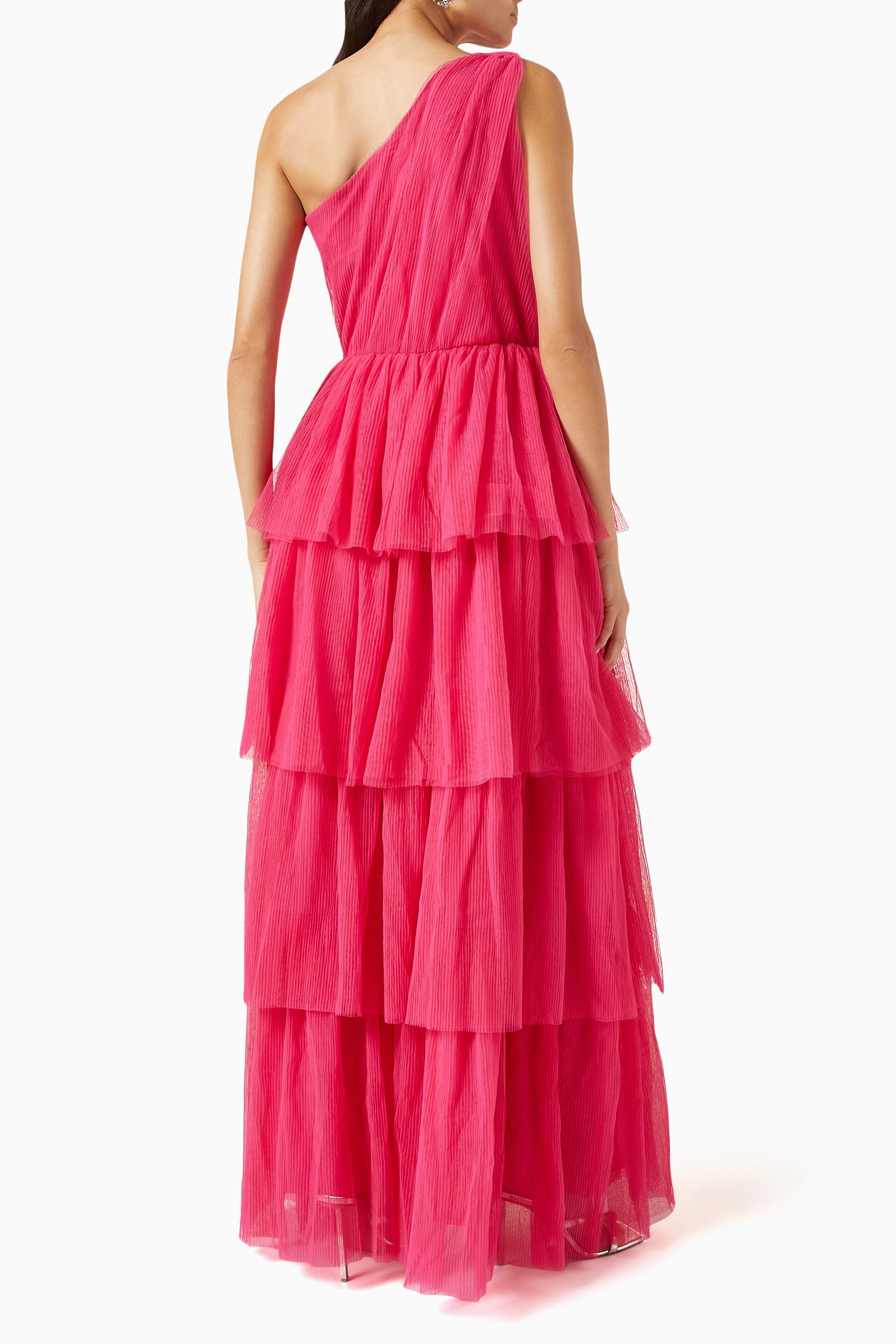 strapless open back dress Tilly Tiered Maxi Dress in Pink – Elliatt main image 0