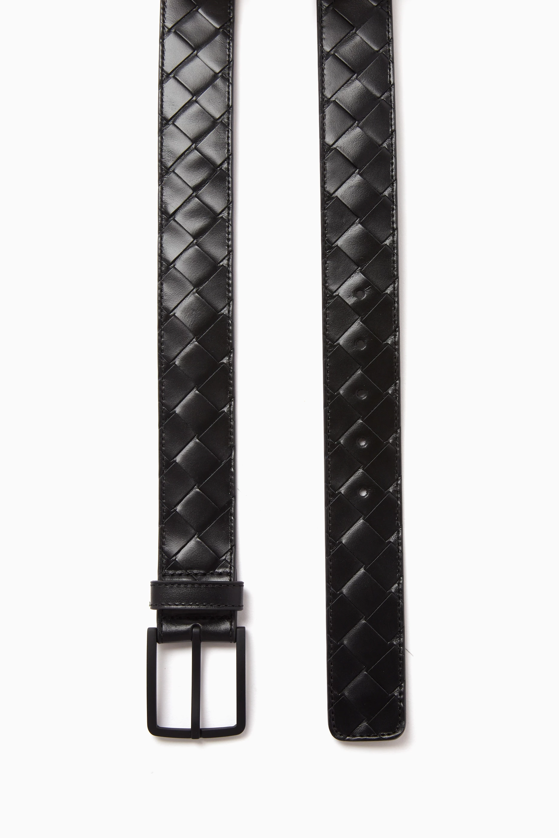 Buy Bottega Veneta Black Belt in Intrecciato Leather 35mm for Men Online Ounass Kuwait