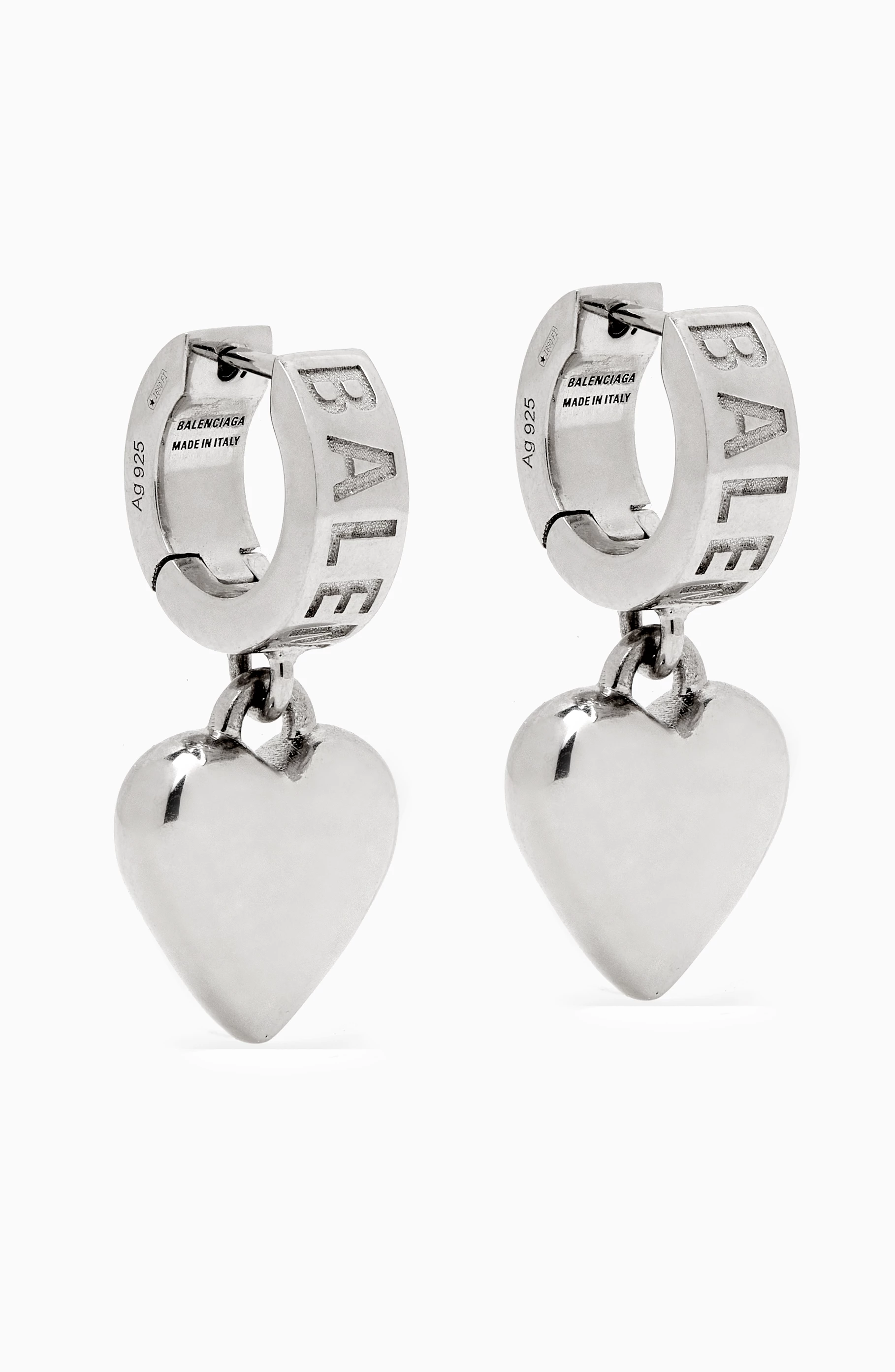 Buy Balenciaga Grey Logo-engraved Sharp Heart Earrings in Recycled