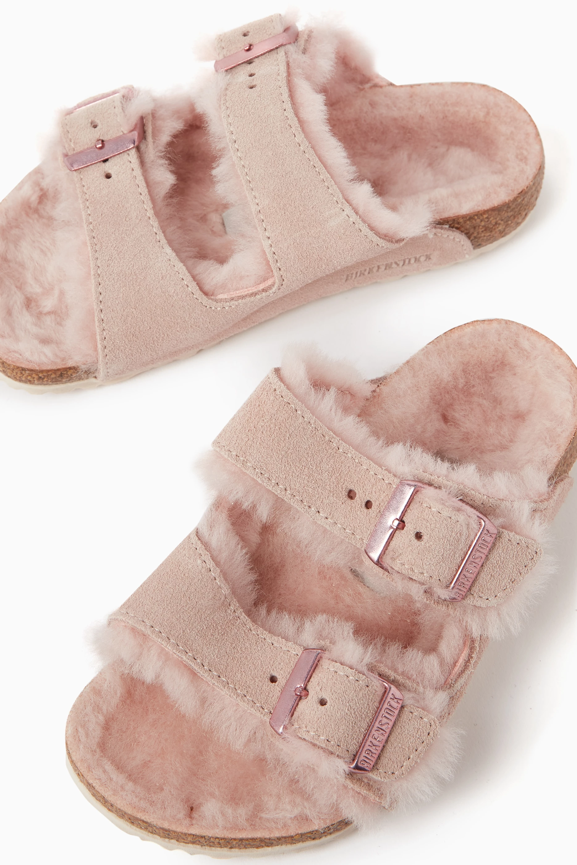 Buy Birkenstock Pink Arizona Sandals in Shearling Suede for