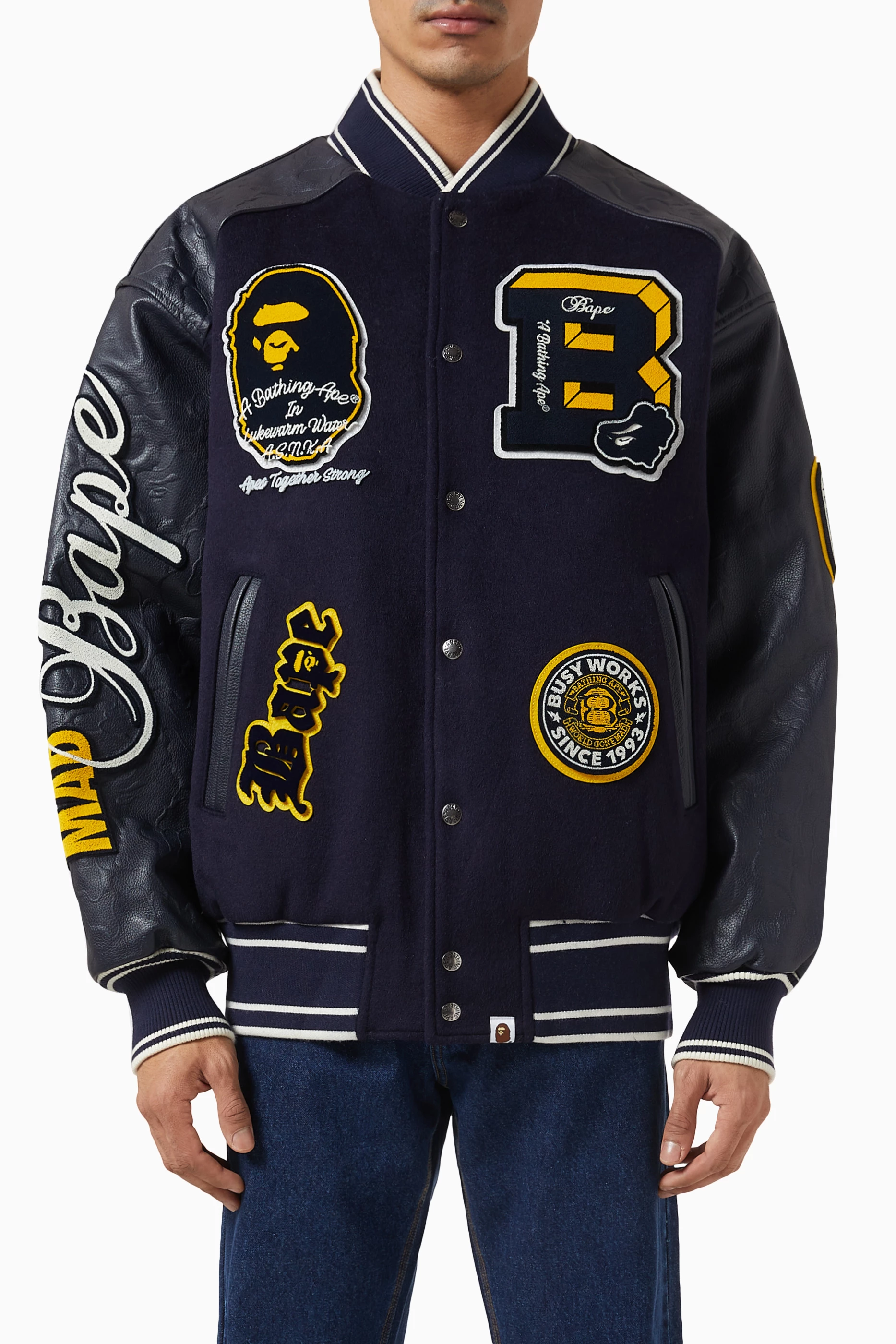 A bathing ape varsity jacket discount