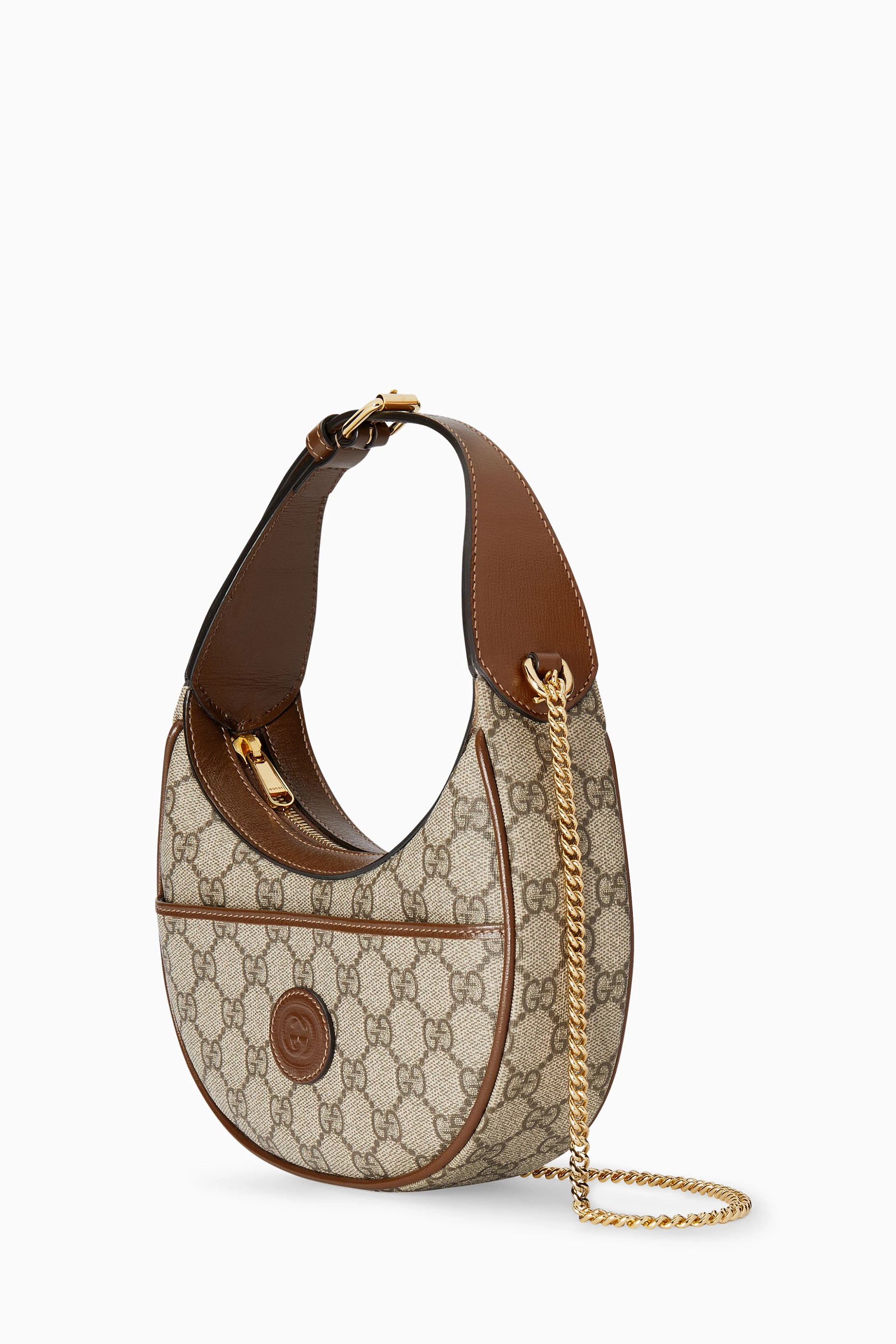 Buy Gucci Brown Mini Half-Moon-Shaped Bag in GG Supreme Canvas for - Main Image