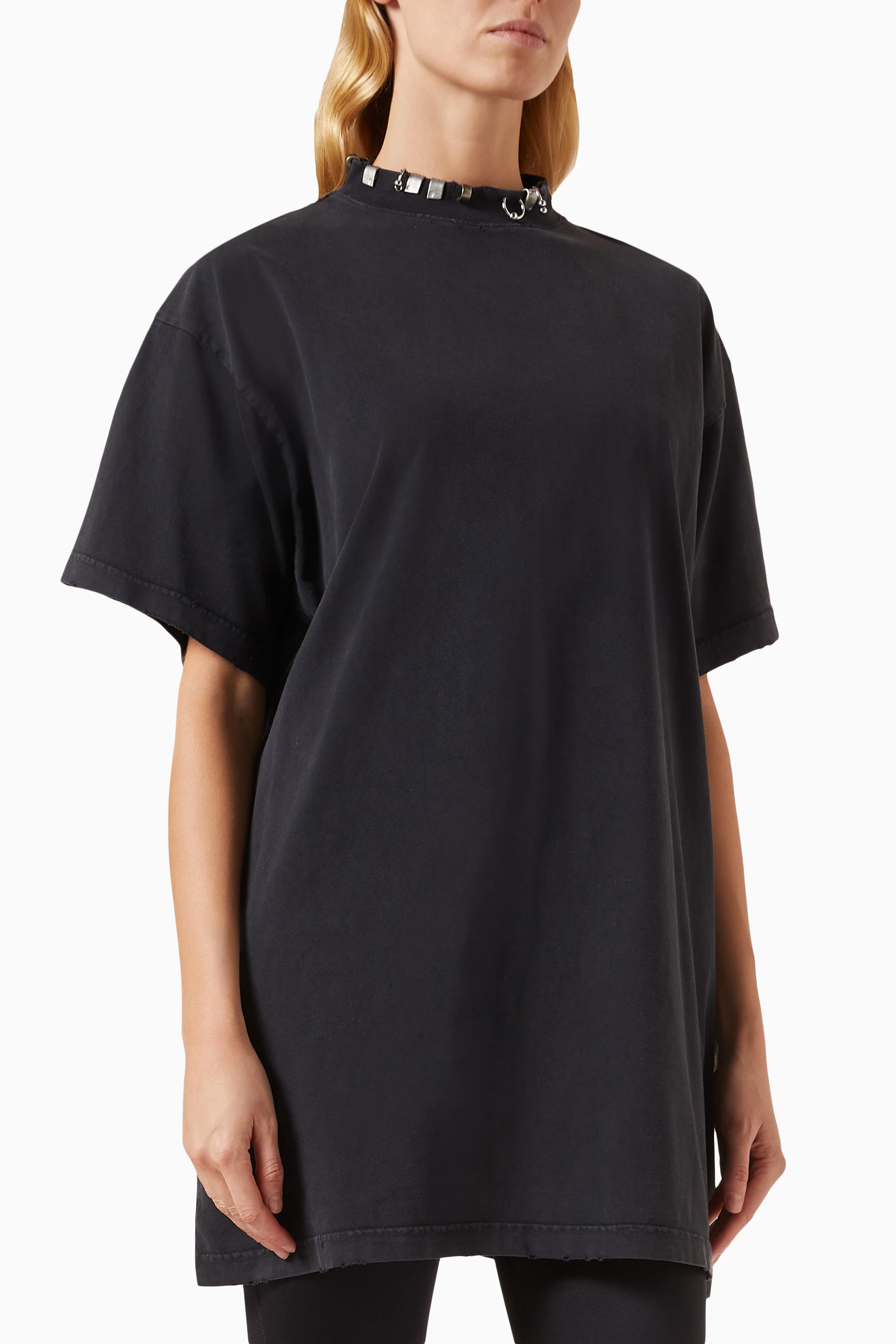 Buy Balenciaga Black Unisex Oversized Pierced T-shirt in