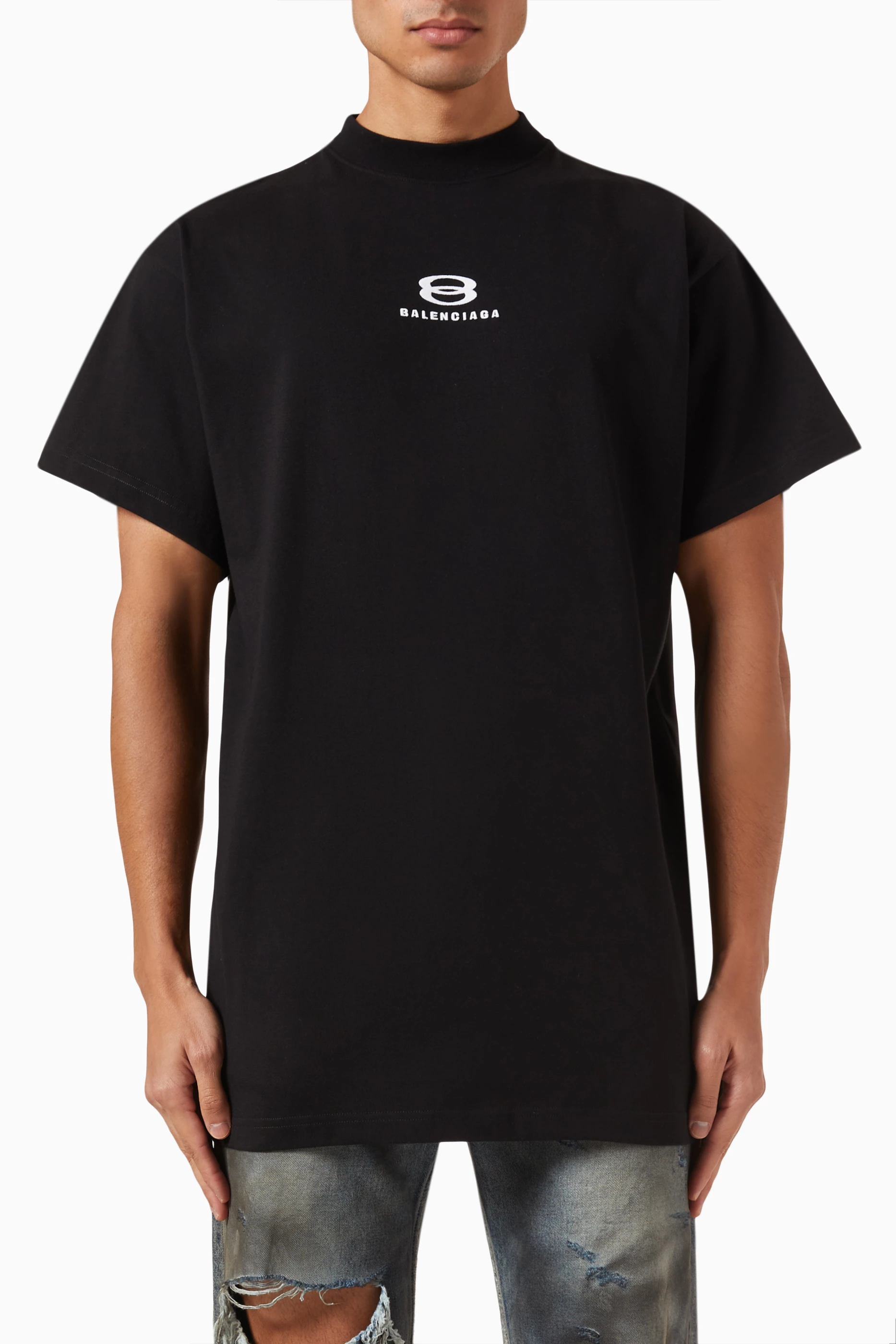 Buy Balenciaga Black Unity Sports Icon Deconstructed T-Shirt in