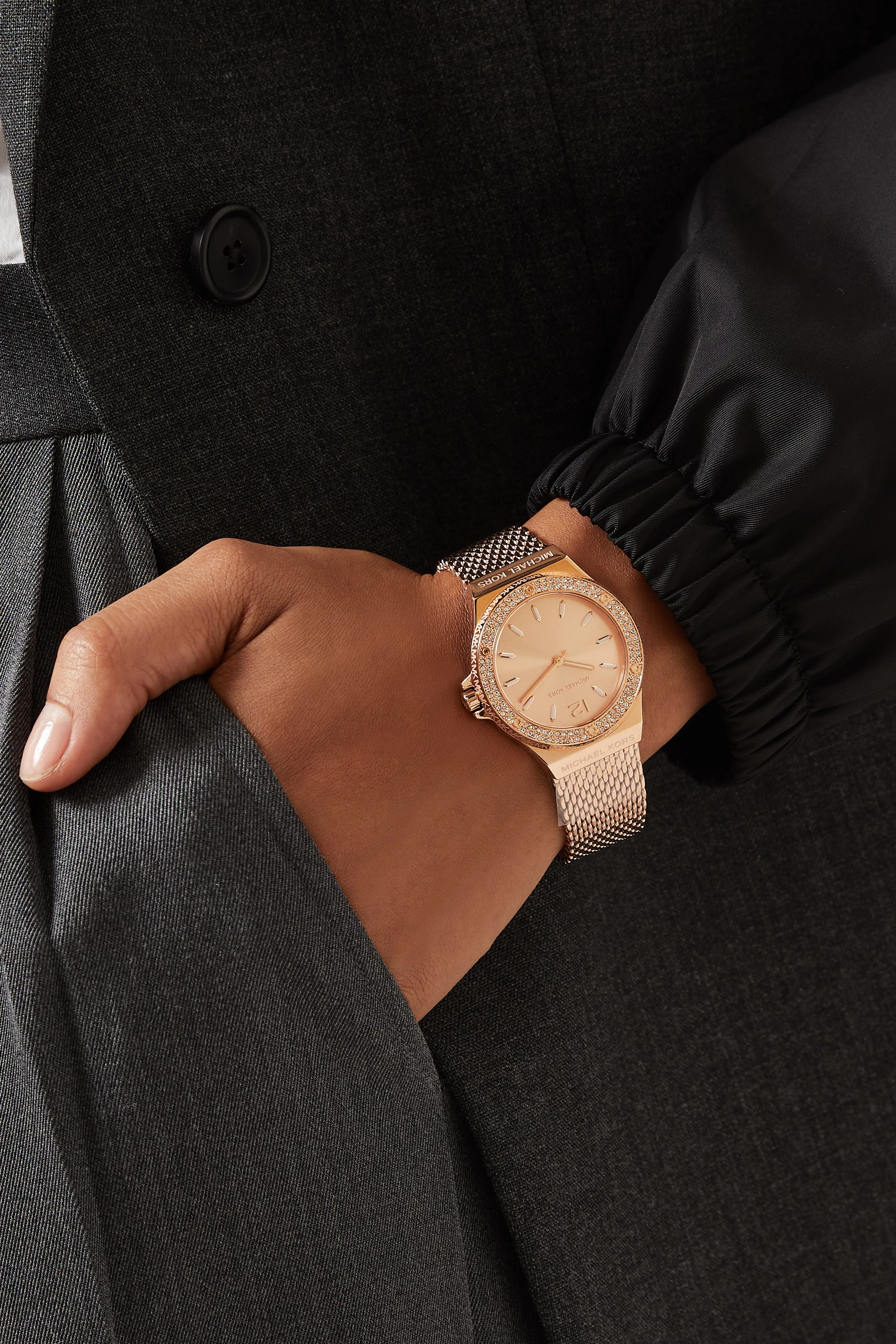 Buy Michael Kors Rose Gold Lennox Pavé Quartz Stainless Steel