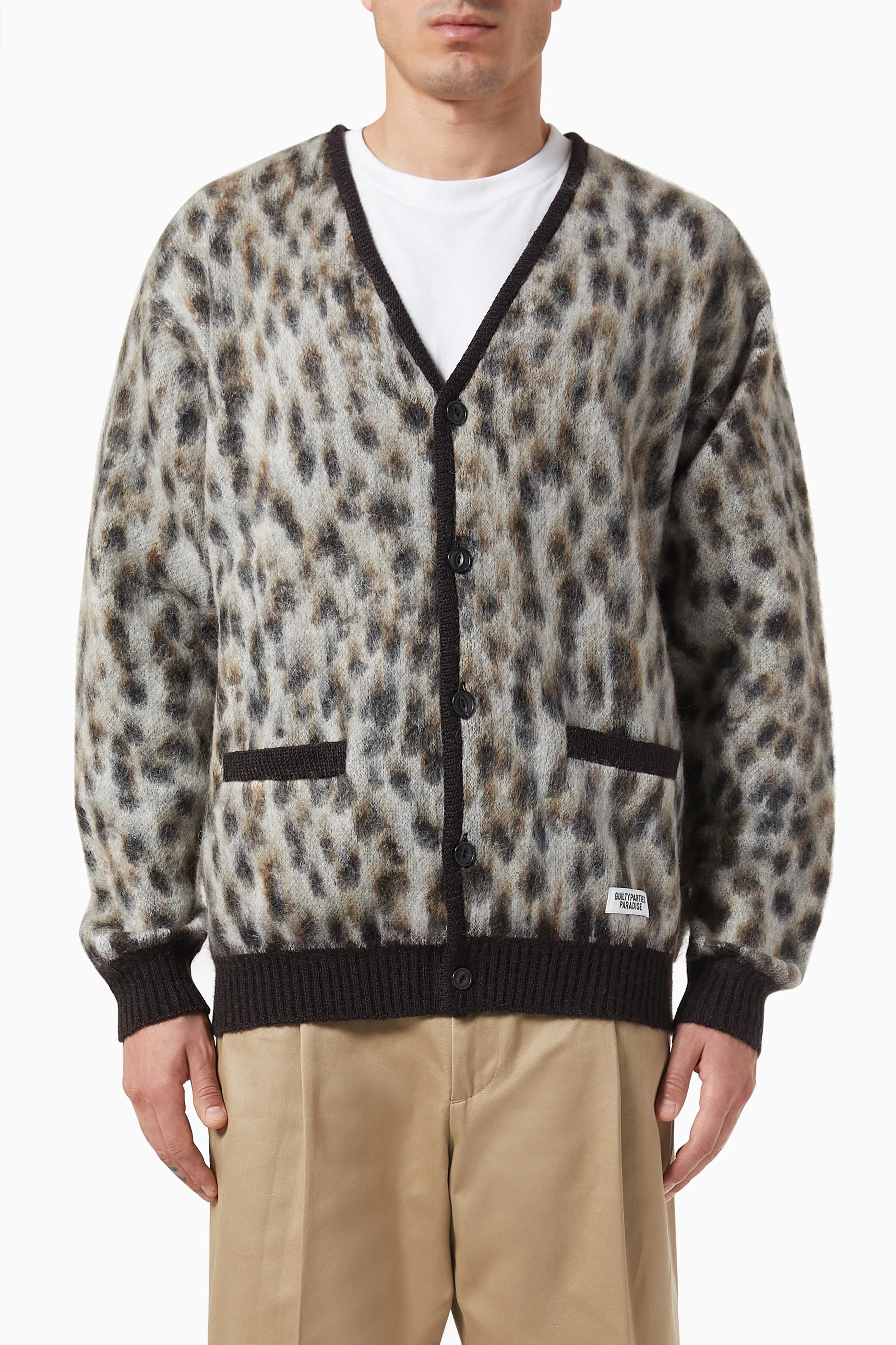 WACKOMARIA LEOPARD MOHAIR KNIT CARDIGAN Buy WACKO MARIA White