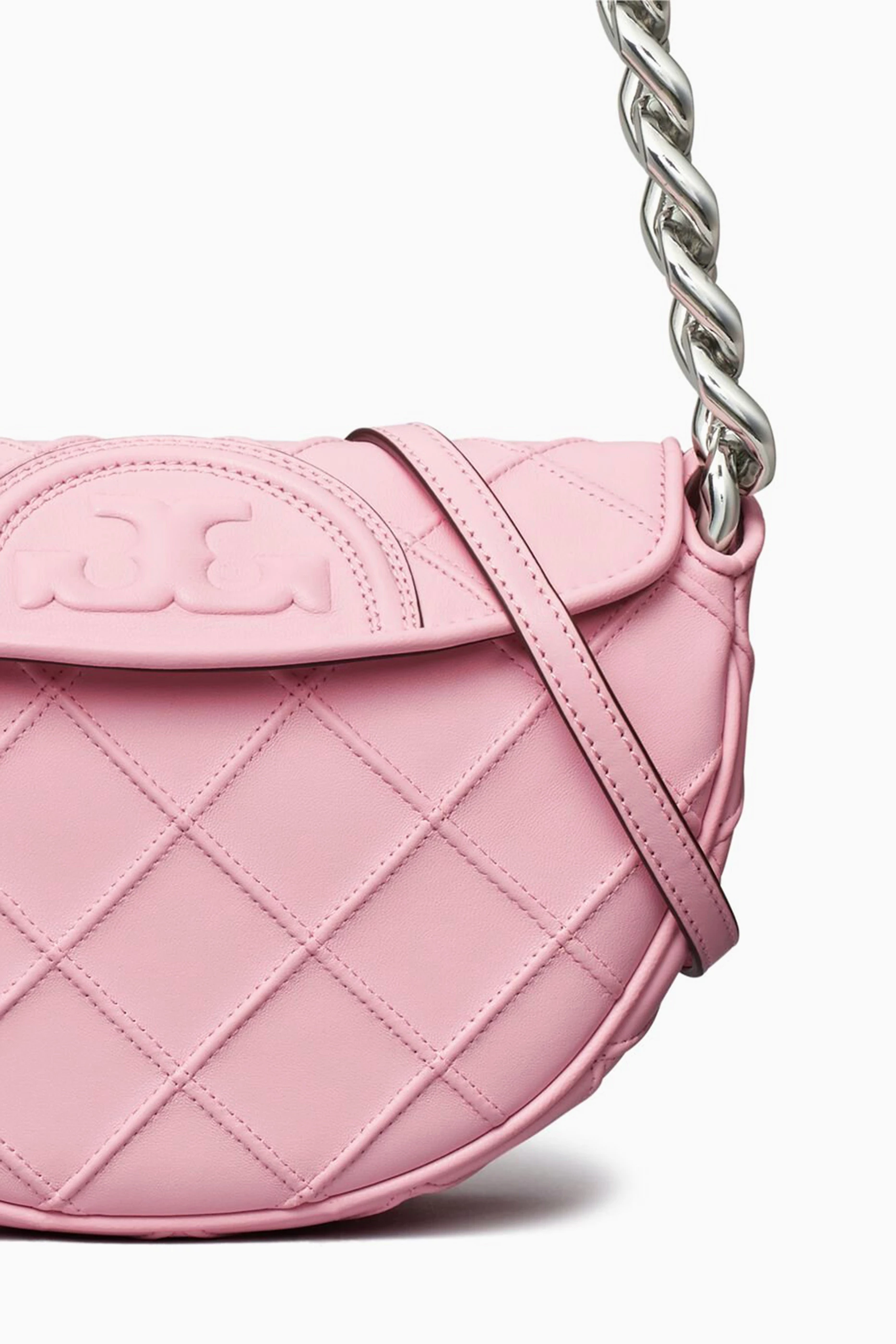 Buy Tory Burch Pink Mini Fleming Soft Crescent Shoulder Bag in Leather for Women Online Ounass Kuwait