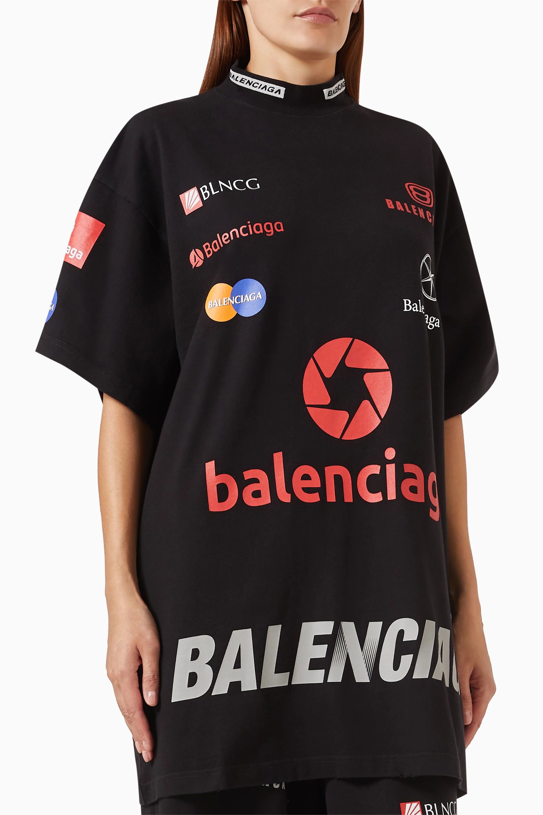 Buy Balenciaga Black Unisex Top League Oversized T-shirt in Cotton