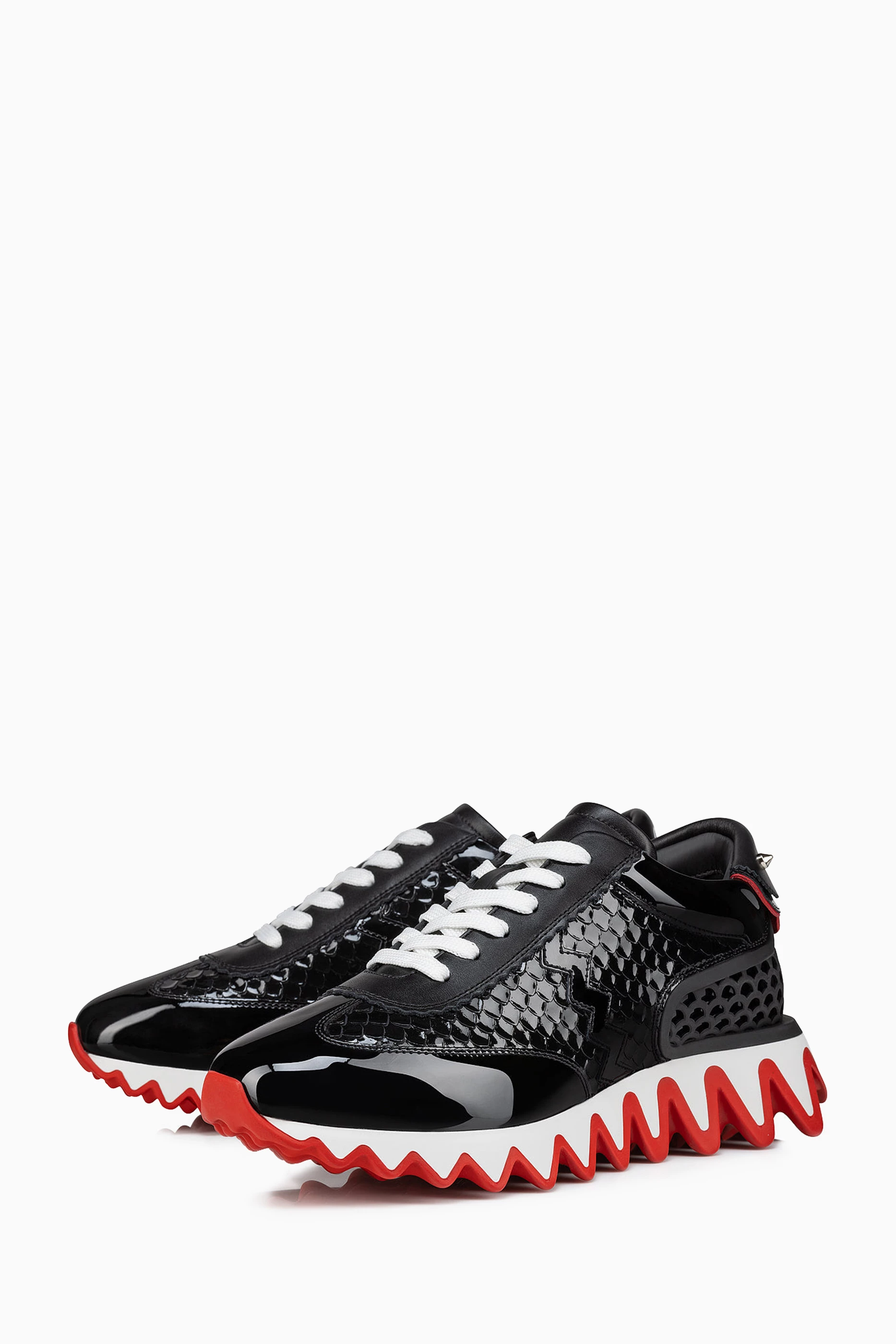 Buy Christian Louboutin Black Loubishark Donna Embossed Sneakers