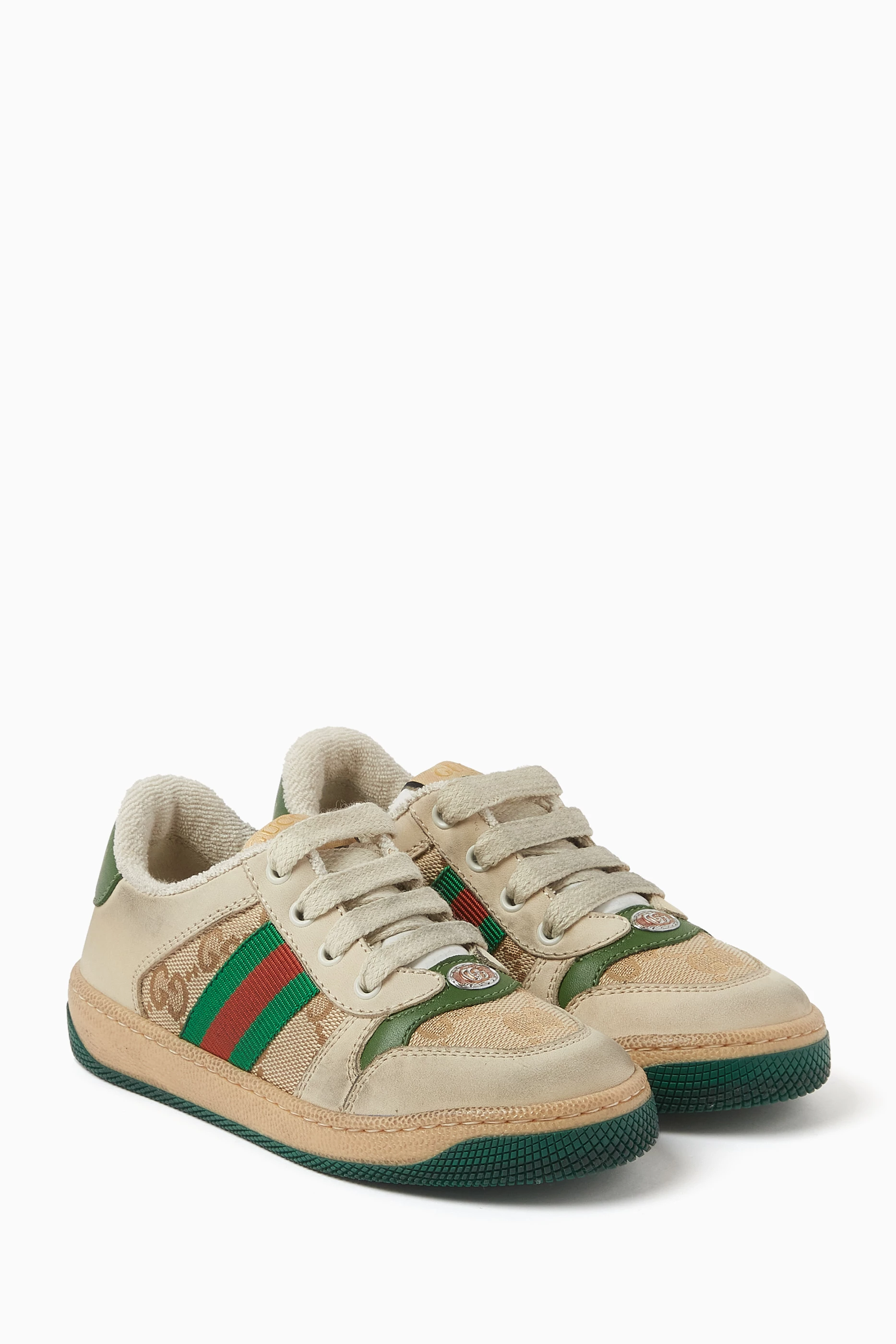 Gucci Kids Gg Girl Shoes Buy Gucci White GG Sneakers In Leather