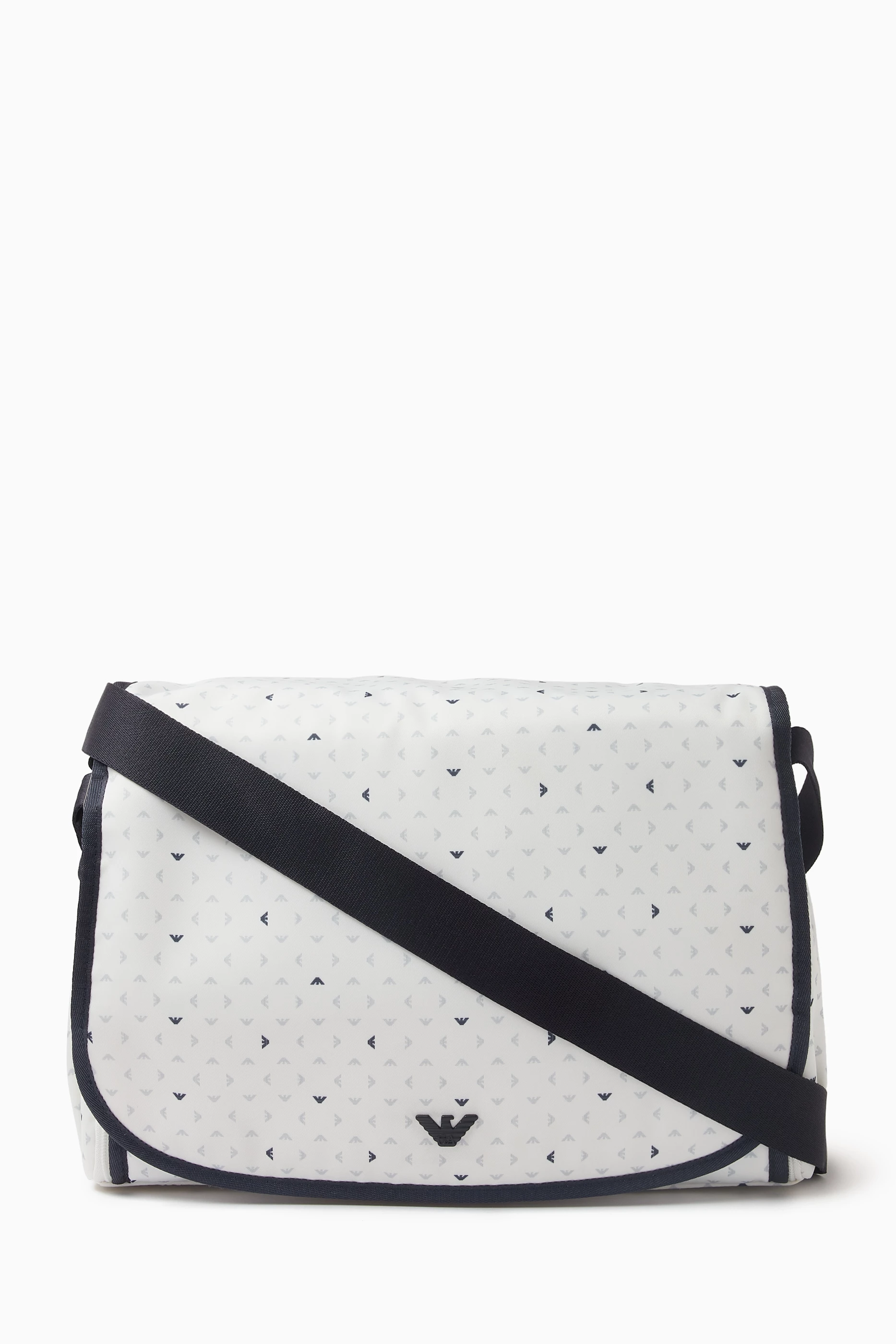 Buy Emporio Armani White All over Logo Diaper Bag in Nylon for Kids Online Ounass Kuwait
