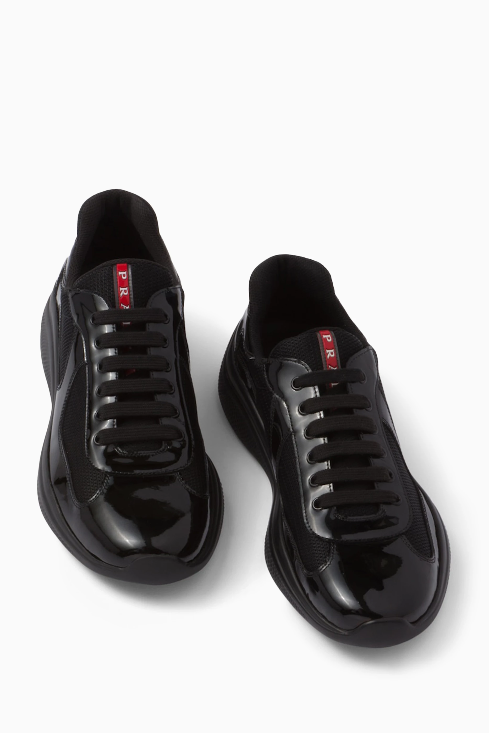Buy Prada Black America's Cup Sneakers in Patent Leather