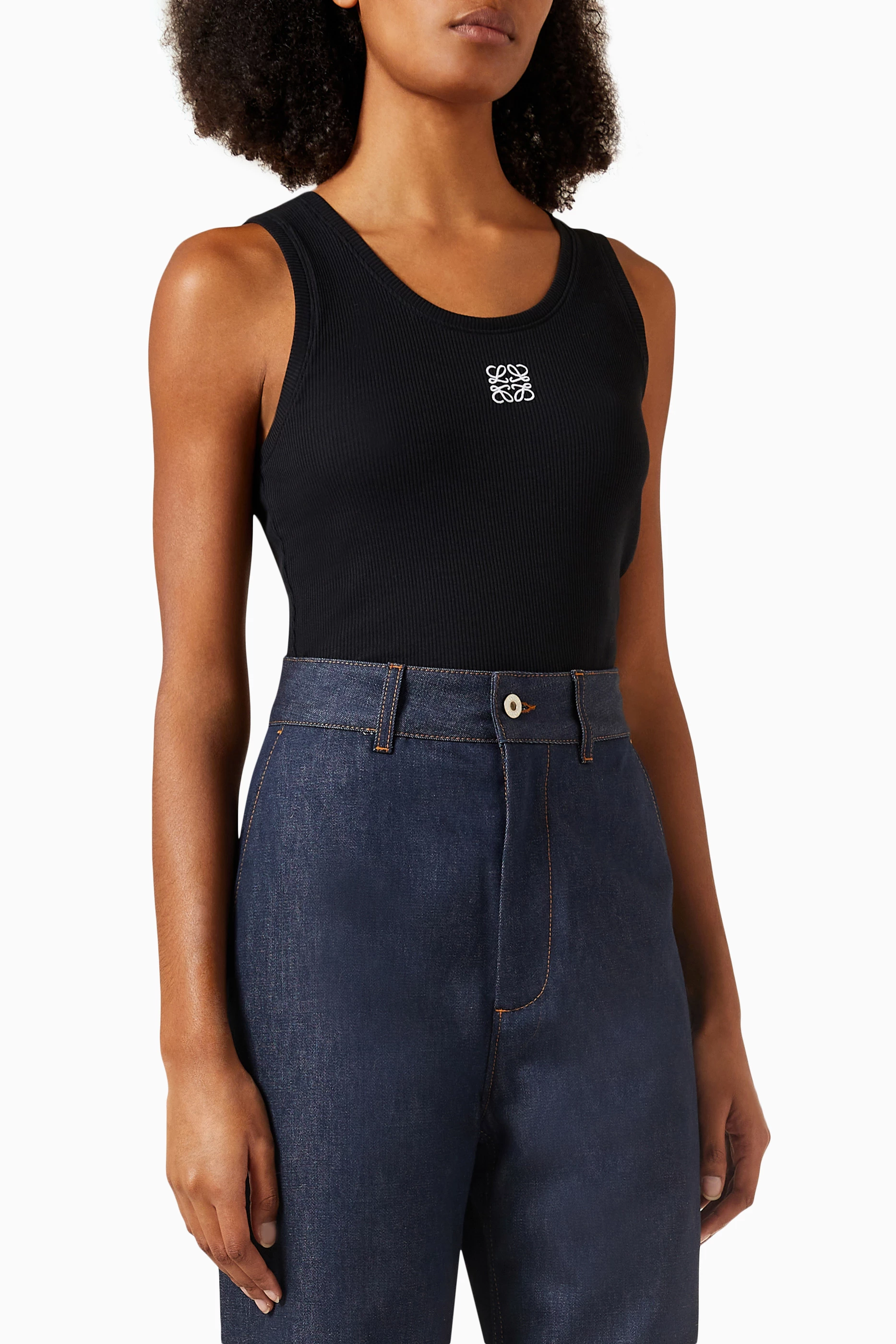 Buy LOEWE Black Anagram Tank Top in Cotton for Women Online
