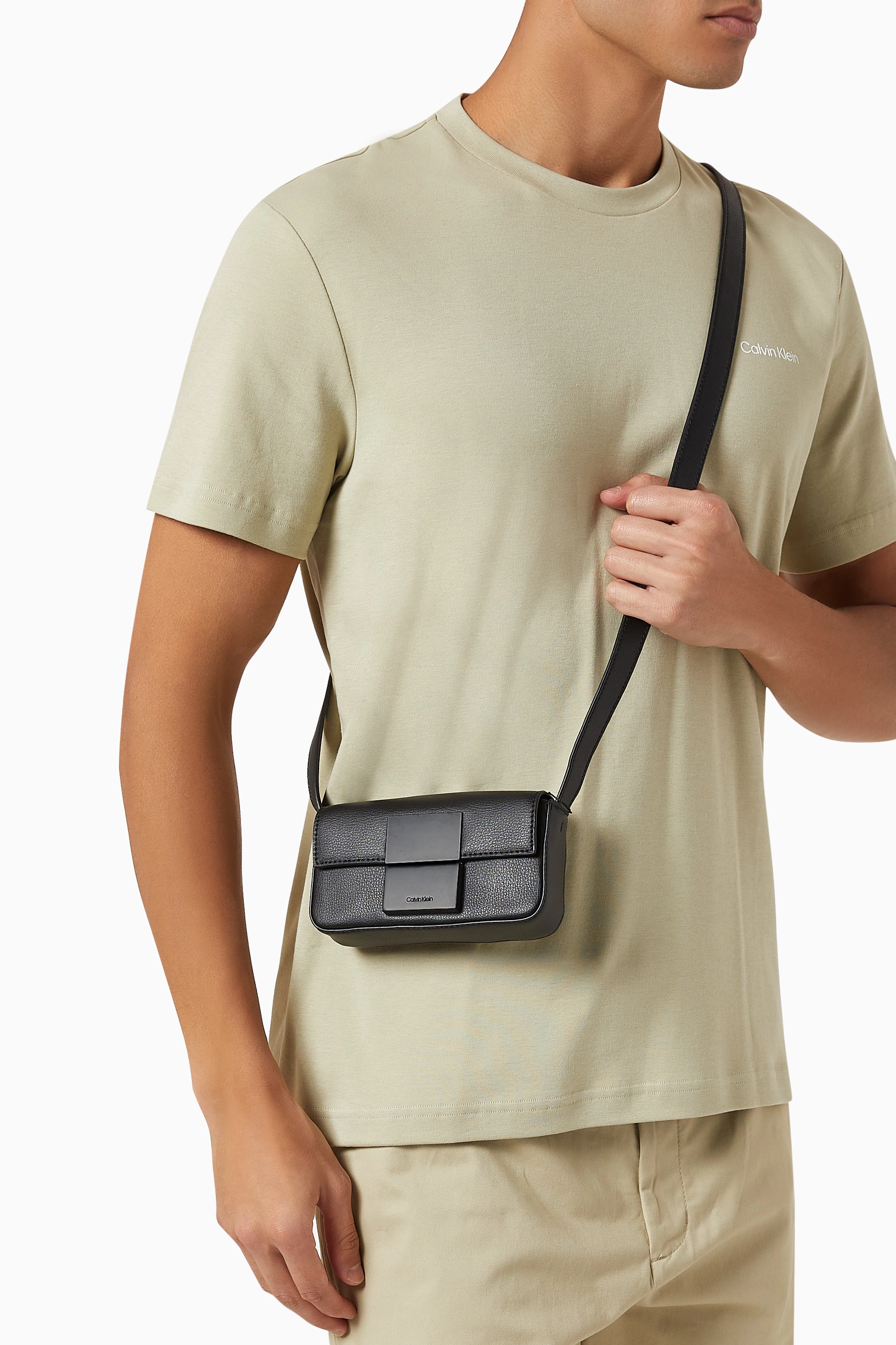 Buy Calvin Klein Black Iconic Plaque Camera Bag in Pebbled