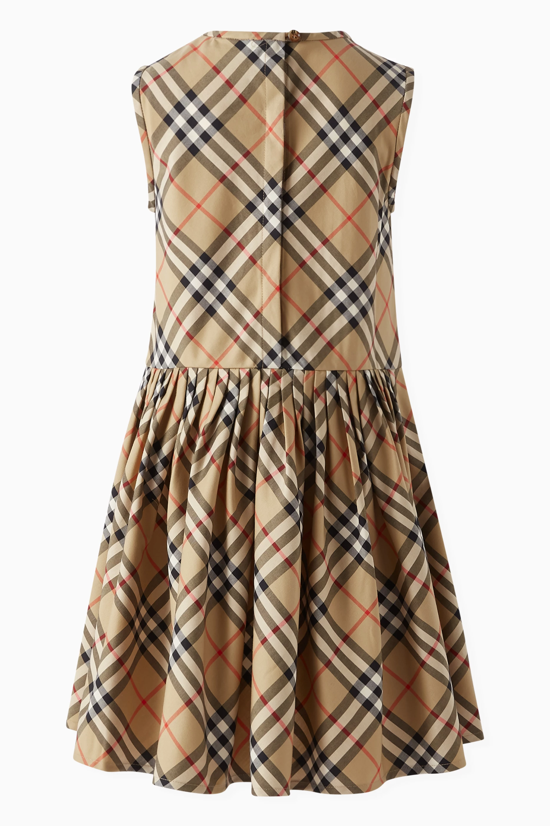 Buy Burberry Neutral Check Dress in Stretch Cotton for Girls Online Ounass Kuwait