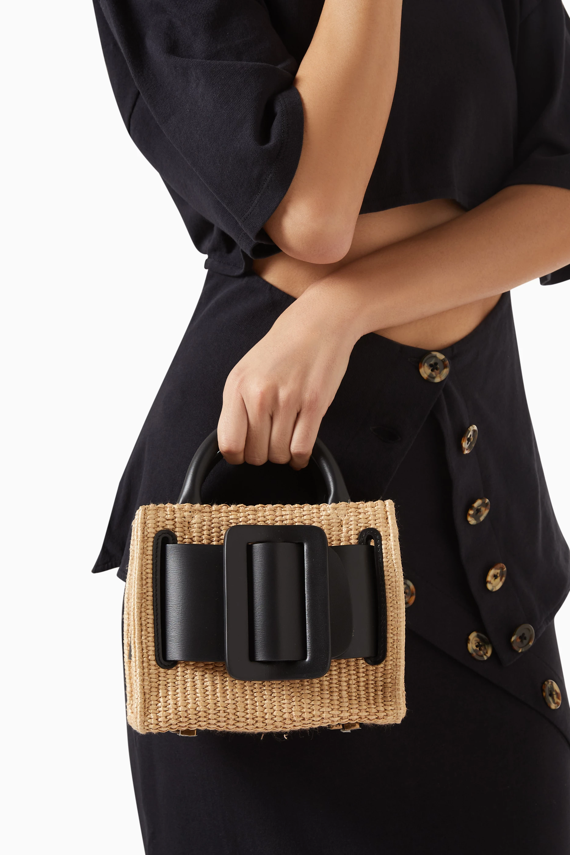 Buy BOYY Multicolour Mini Bobby 18 Tote Bag in Raffia and Leather for Women Online Ounass Kuwait