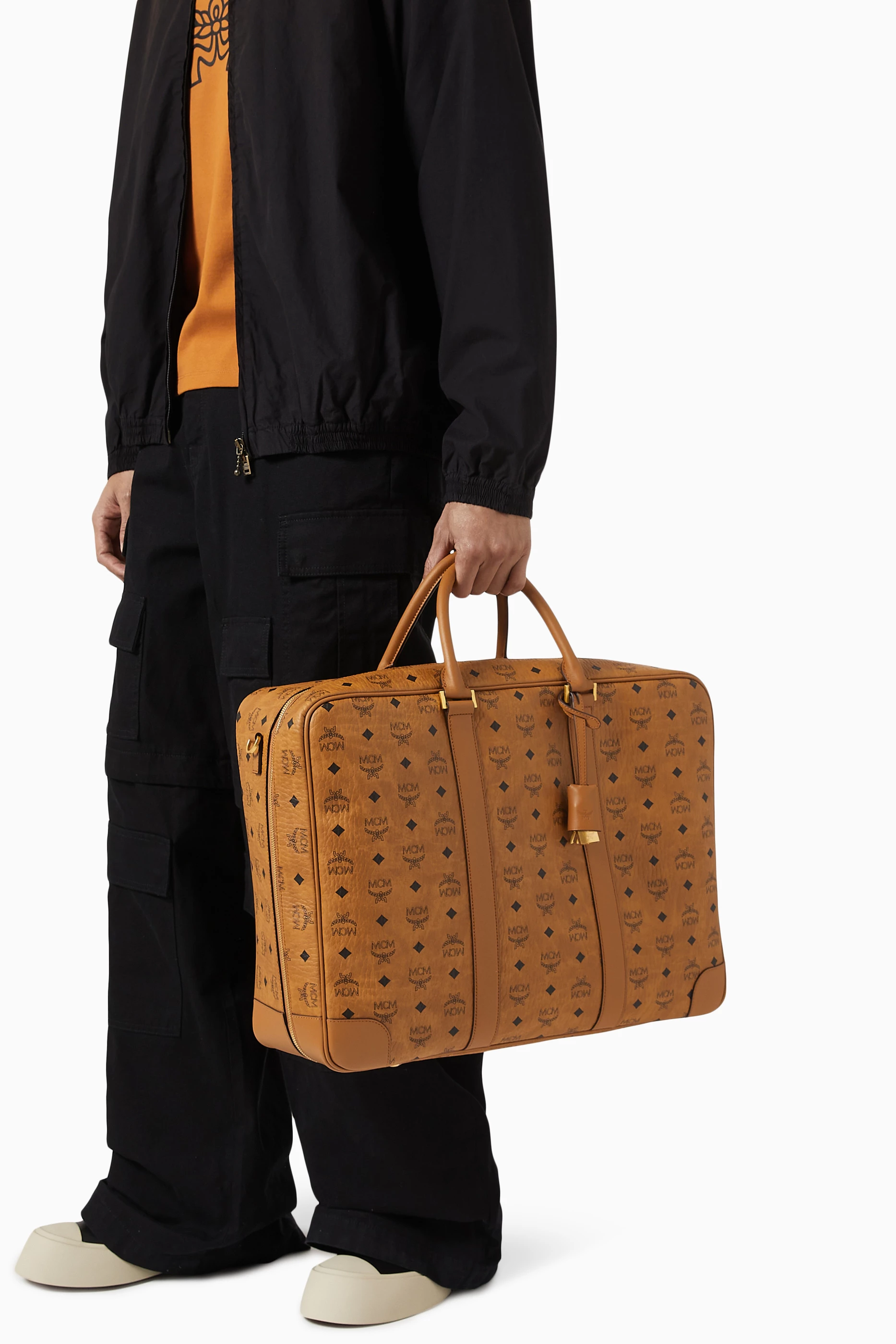 Buy MCM Brown Large Ottomar Suitcase in Visetos Coated Canvas for Men Online Ounass Kuwait