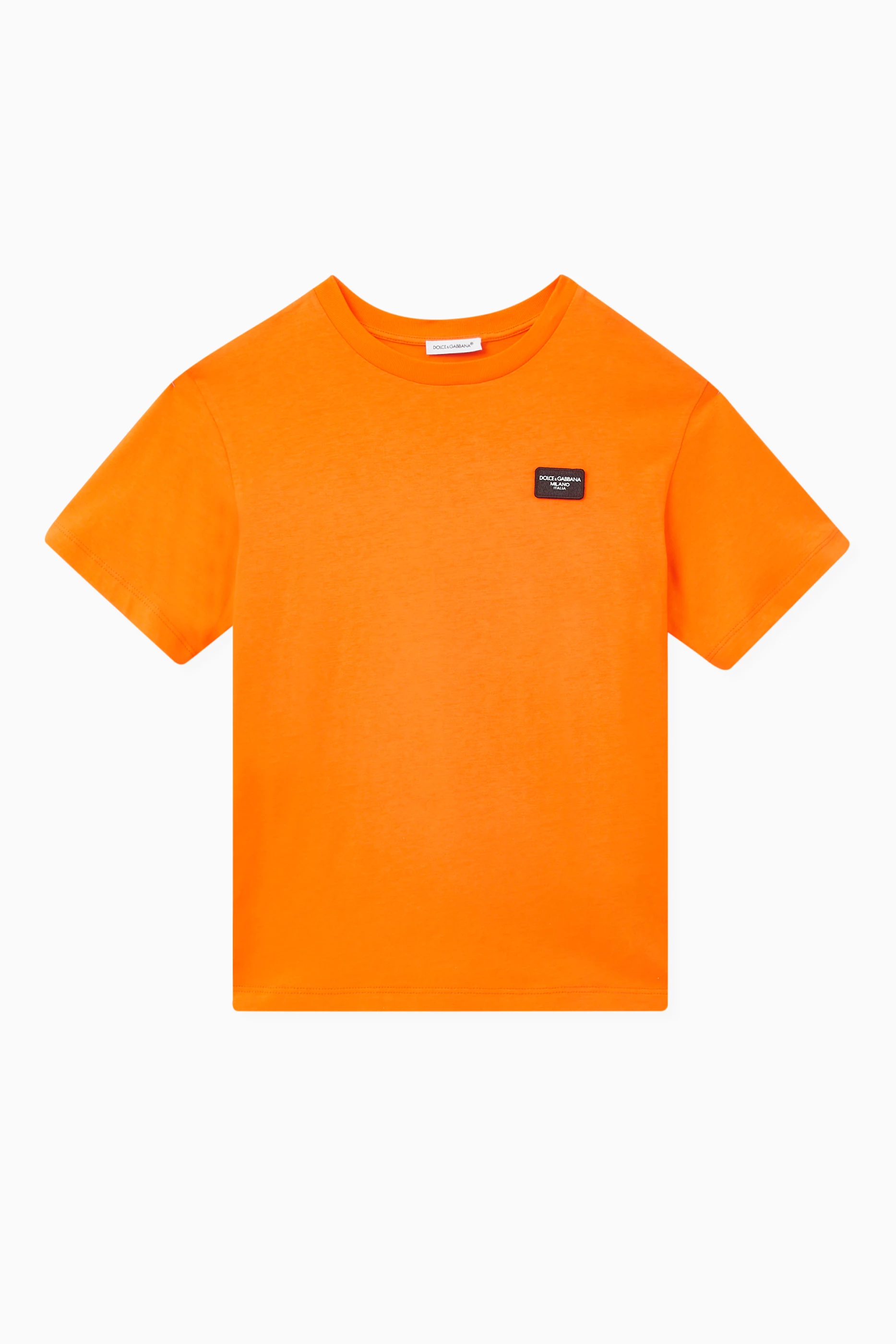 Buy Dolce & Gabbana Orange Logo-patch T-shirt in Cotton