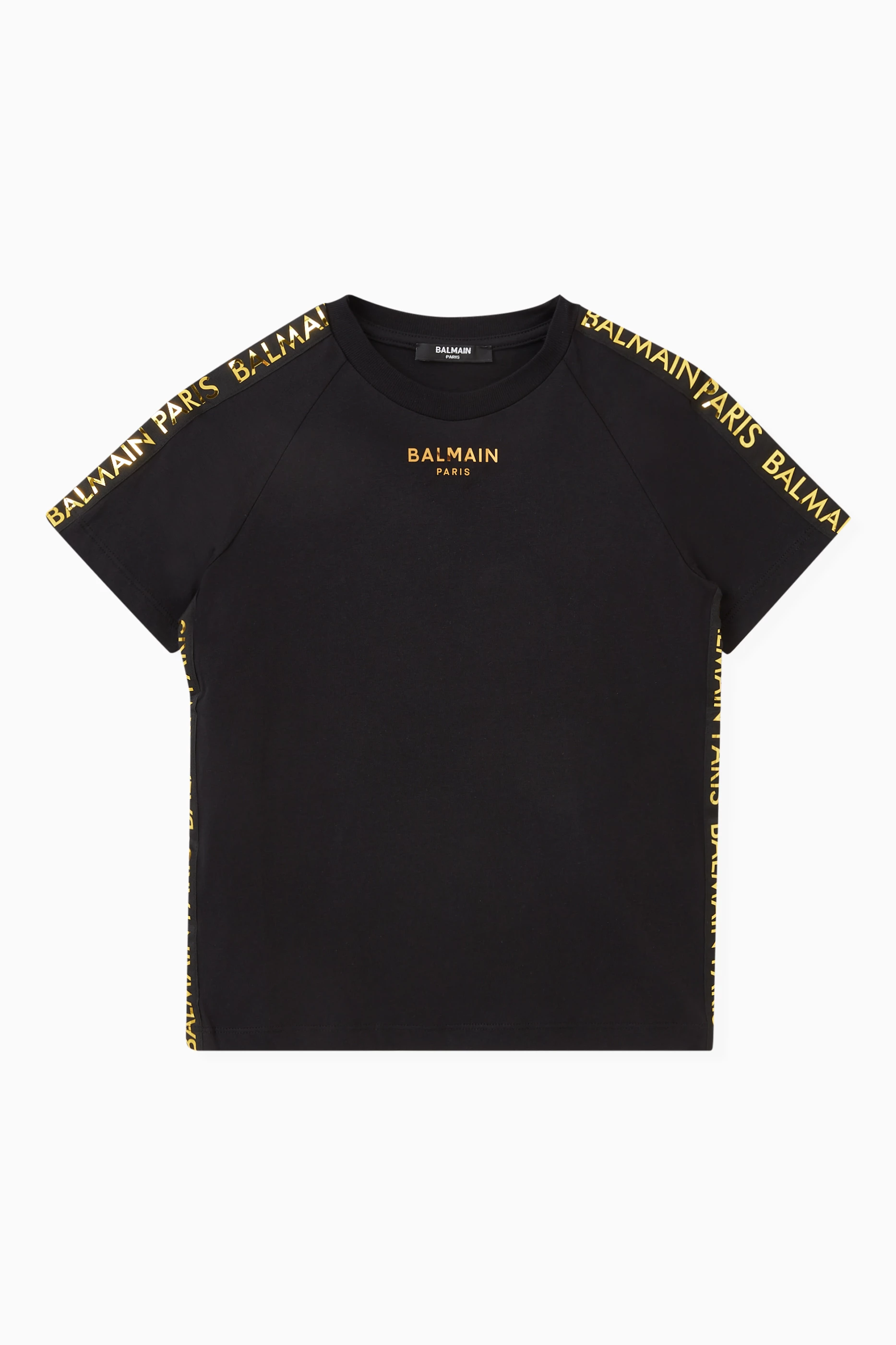 Buy Balmain Black Logo Print T shirt in Cotton for Girls Online Ounass Kuwait