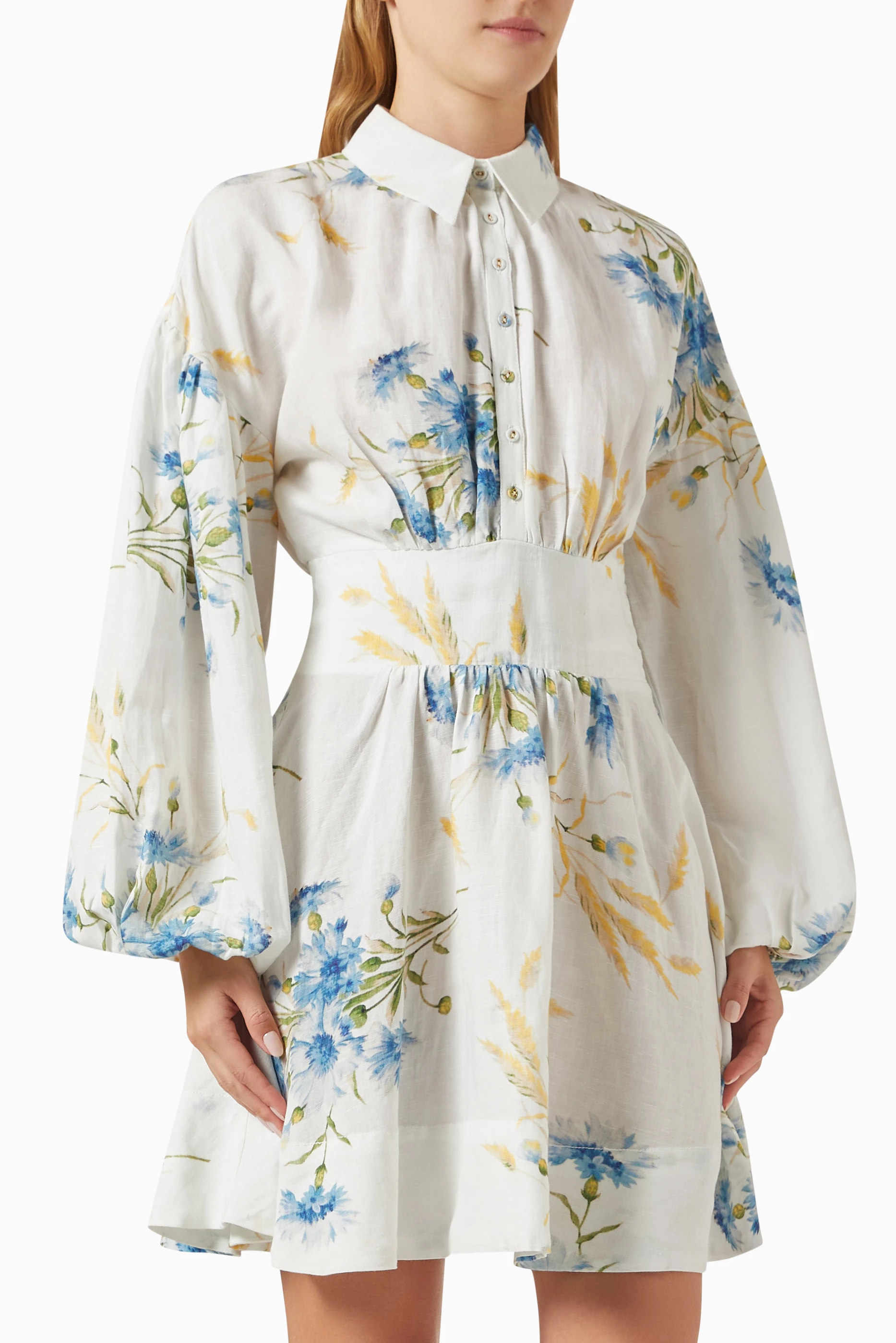 Buy byTiMo Blue Mini Dress in Linen for Women Online | Ounass Kuwait