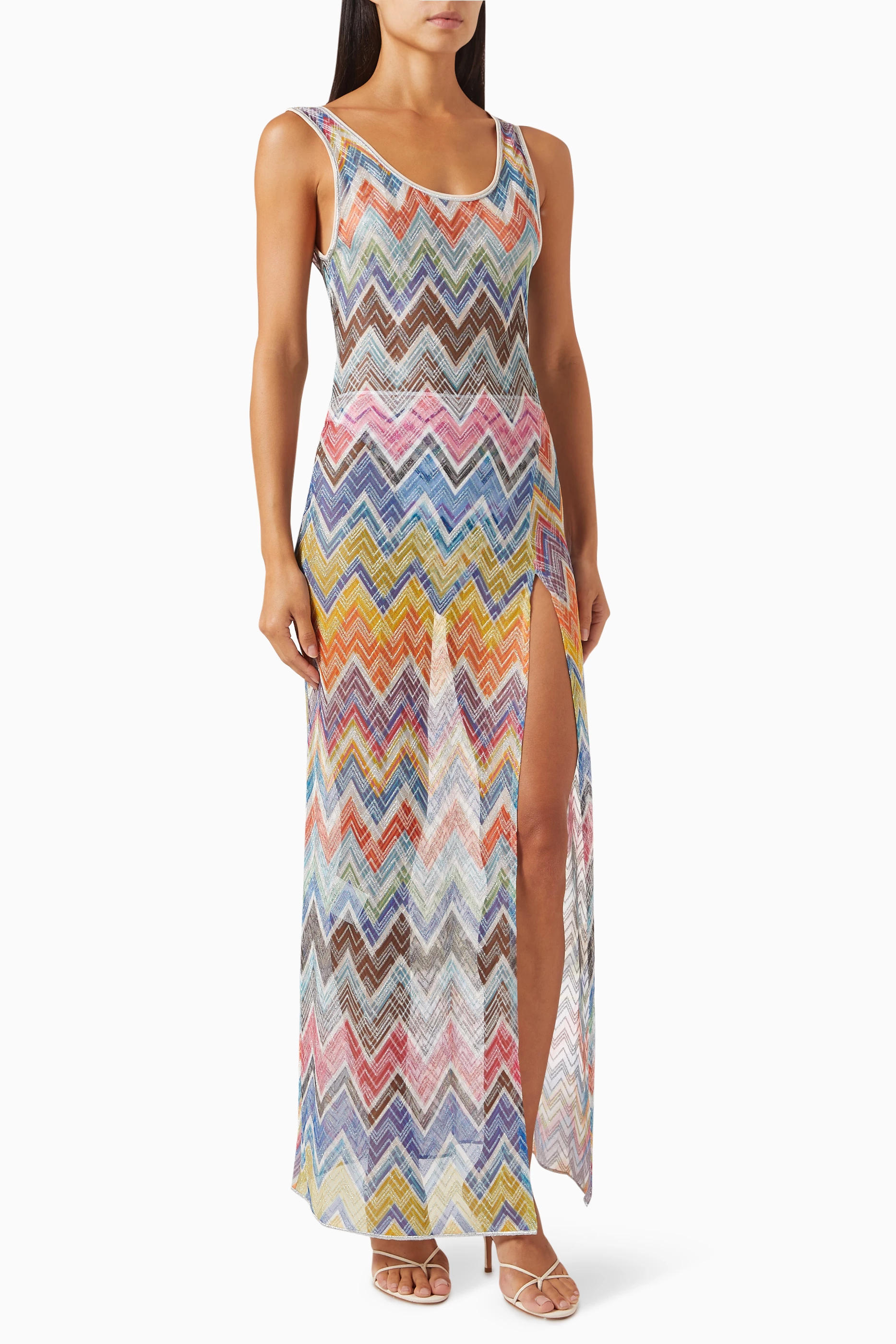 Buy Missoni Blue Zig zag Cover up Maxi Dress in Lurex knit for Women Online Ounass Kuwait