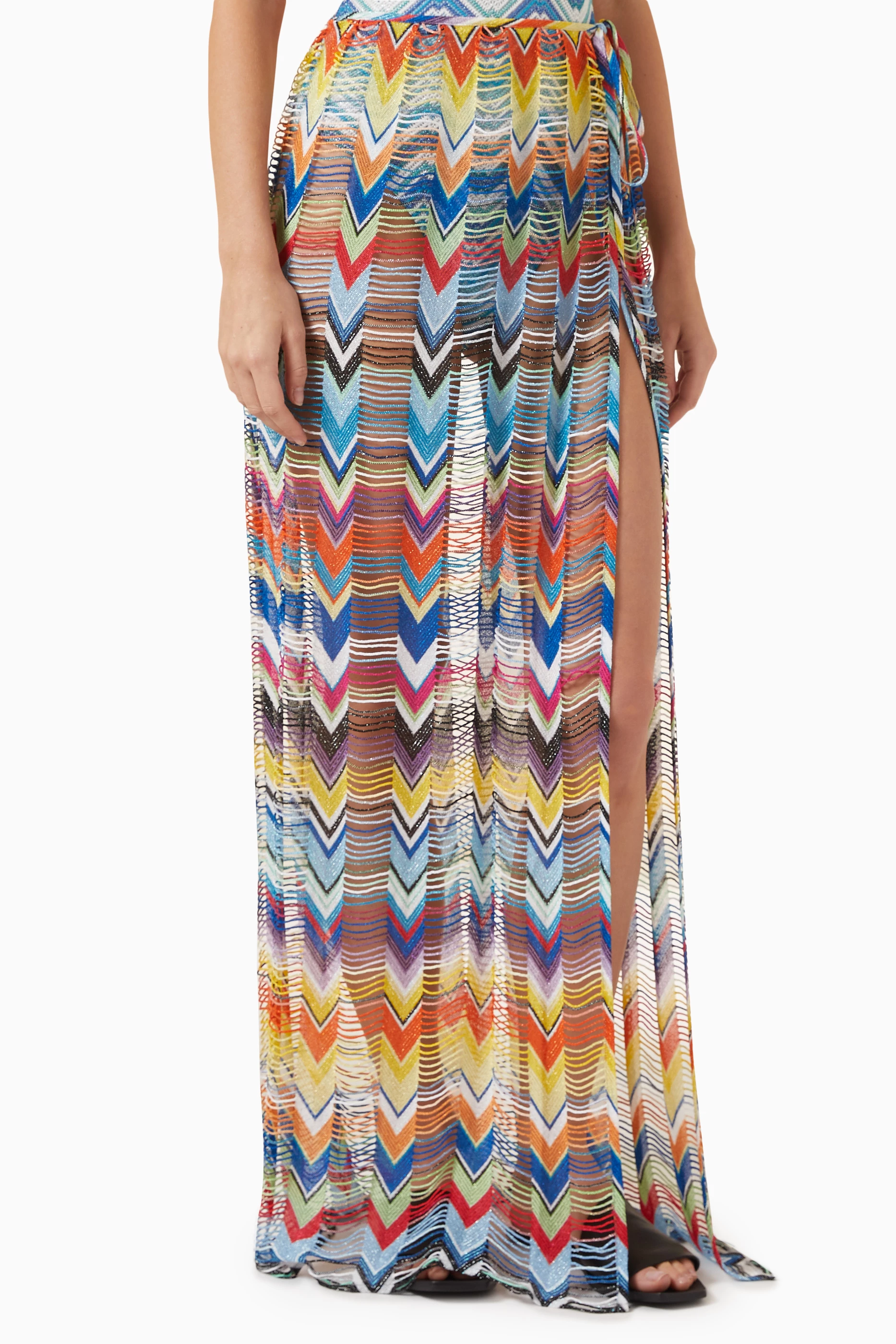 Buy Missoni Multicolour Slit Maxi Skirt in Lurex-knit for