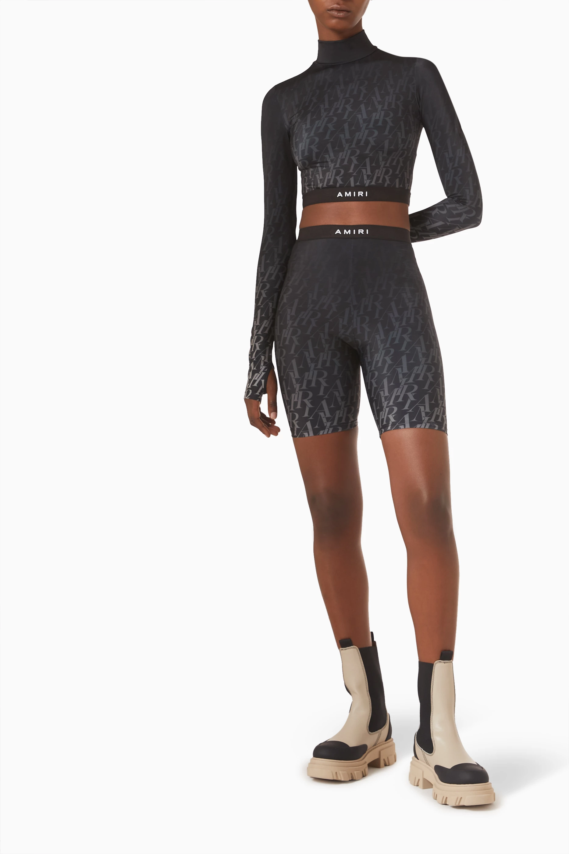 Buy Amiri Black Burnout Logo Crop Top for Women Online | Ounass Kuwait