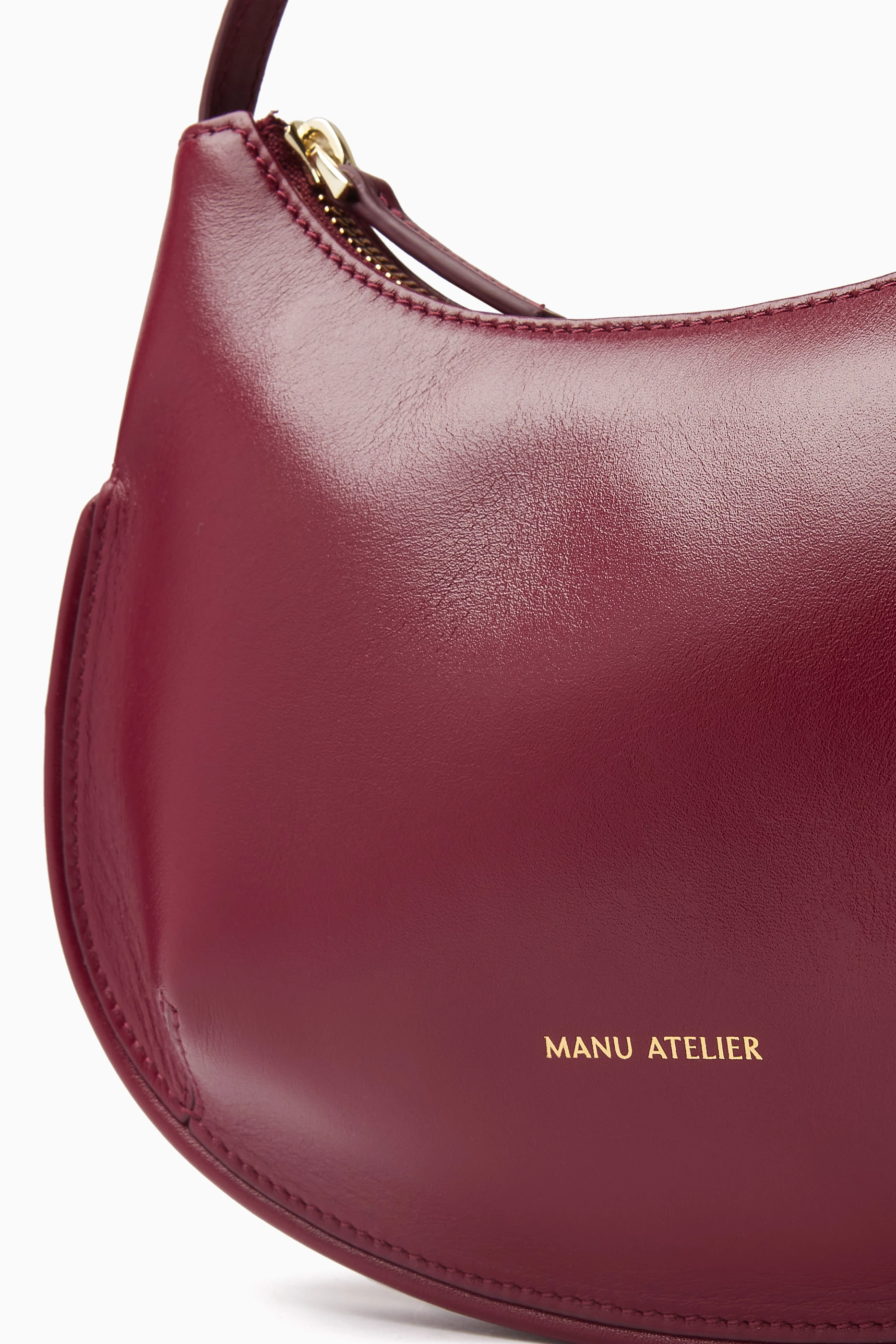 Buy Manu Atelier Burgundy Small Ilda Shoulder Bag in Calf Leather