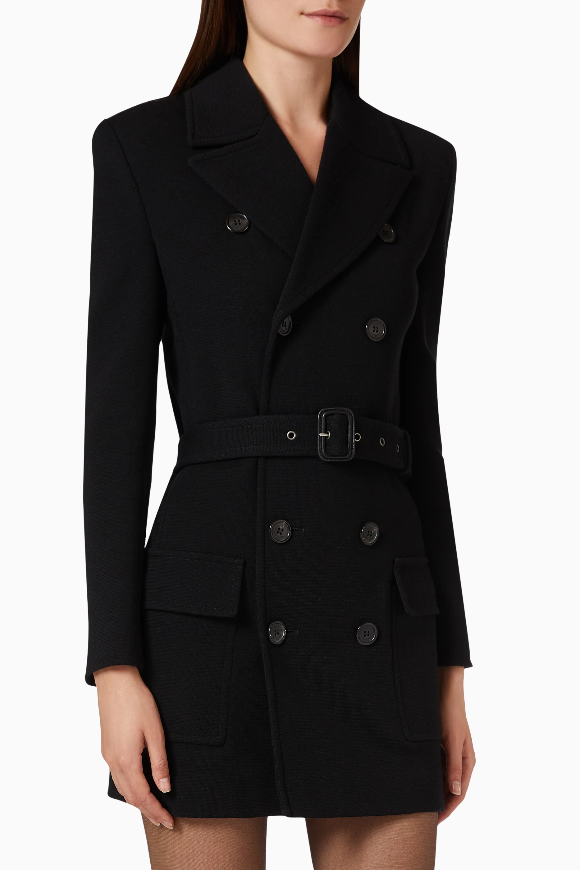 Buy SAINT LAURENT Black Saharienne Jacket in Wool blend Jersey for Women Online Ounass Kuwait