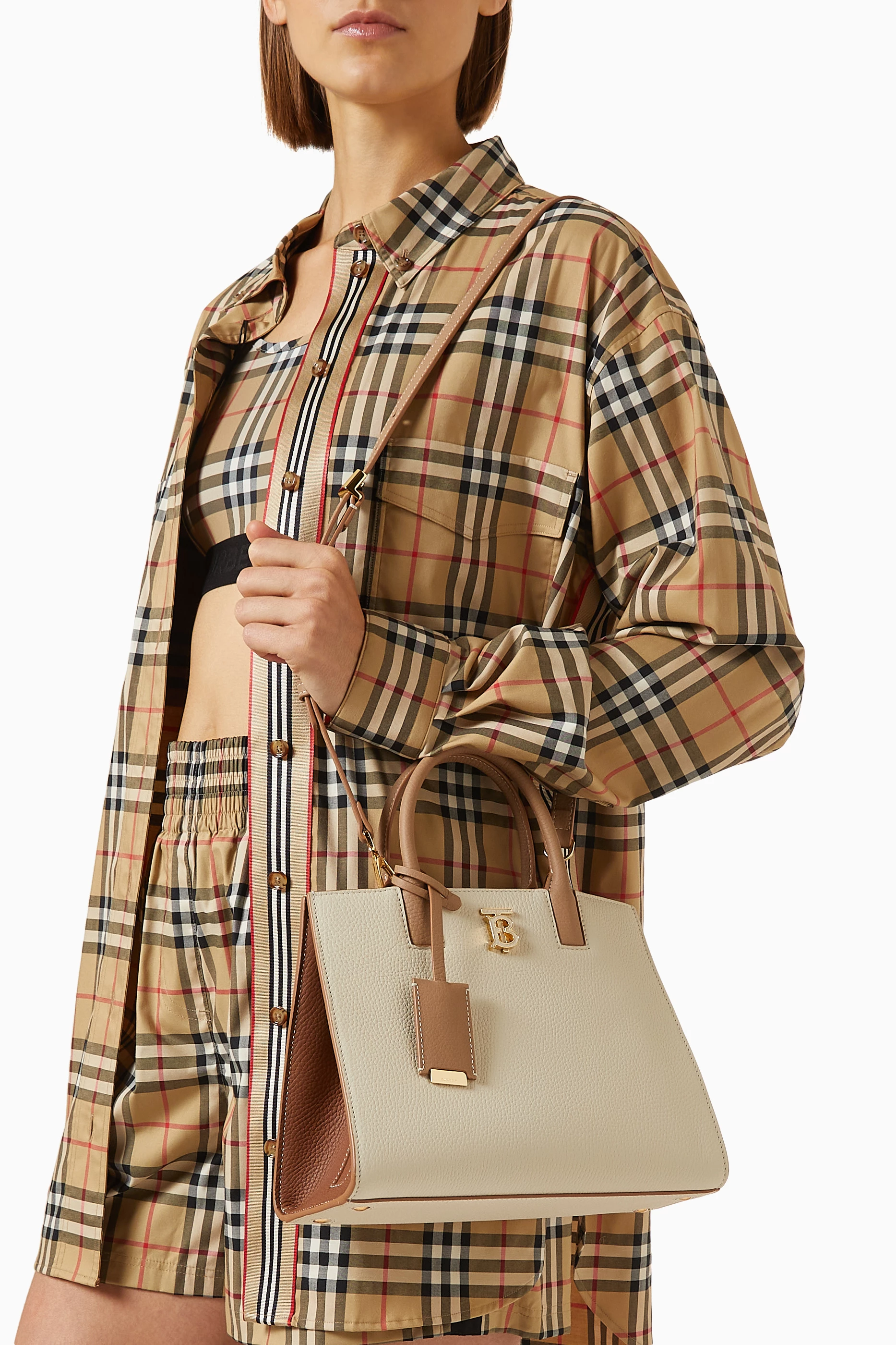 【BURBERRY】MINI FRANCES TOTE BAG Buy Burberry Neutral Mini Frances Tote Bag in Leather for