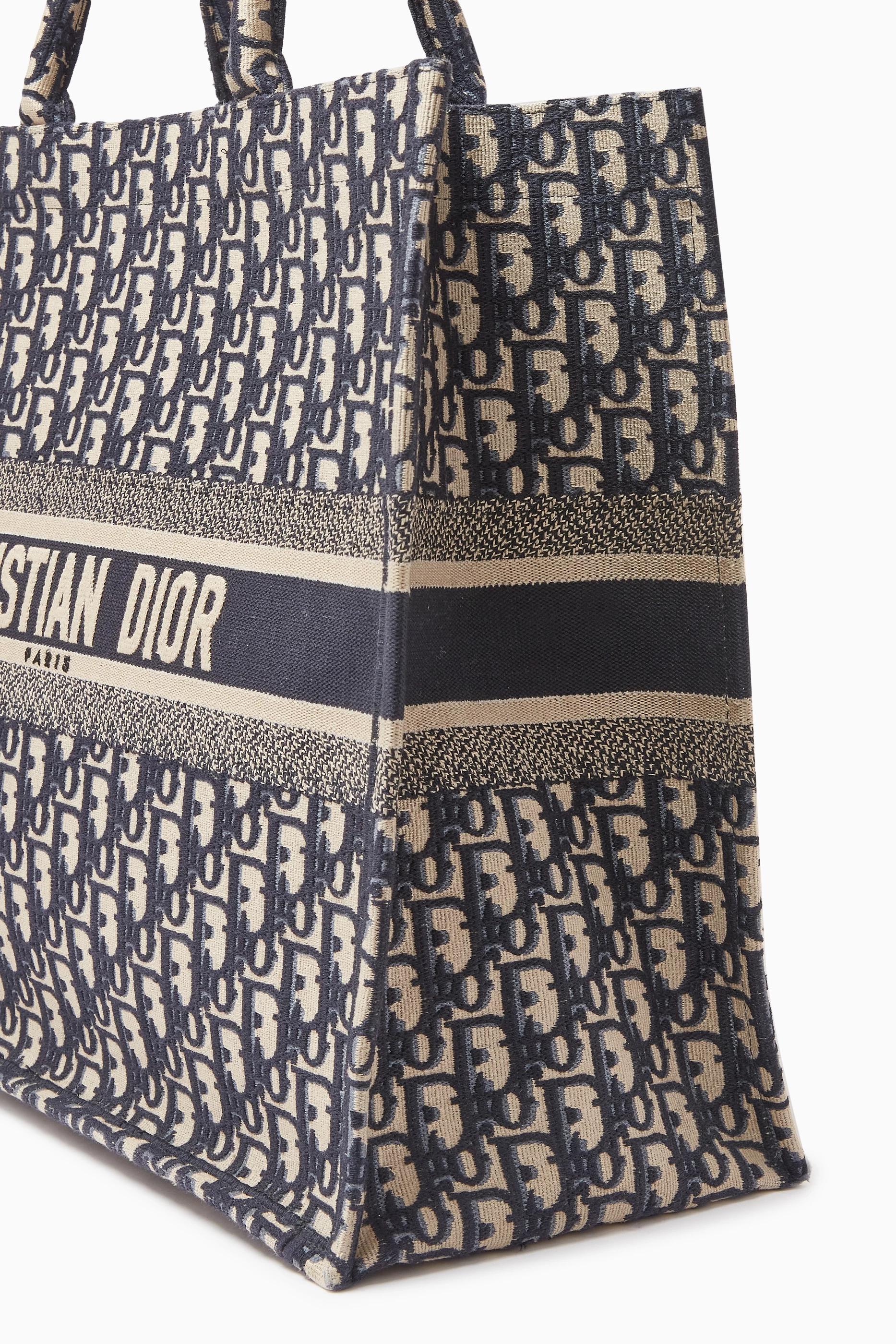 Buy Christian Dior Pre Loved Blue Large Dior Oblique Book Tote Bag in Canvas for Women Online Ounass Kuwait