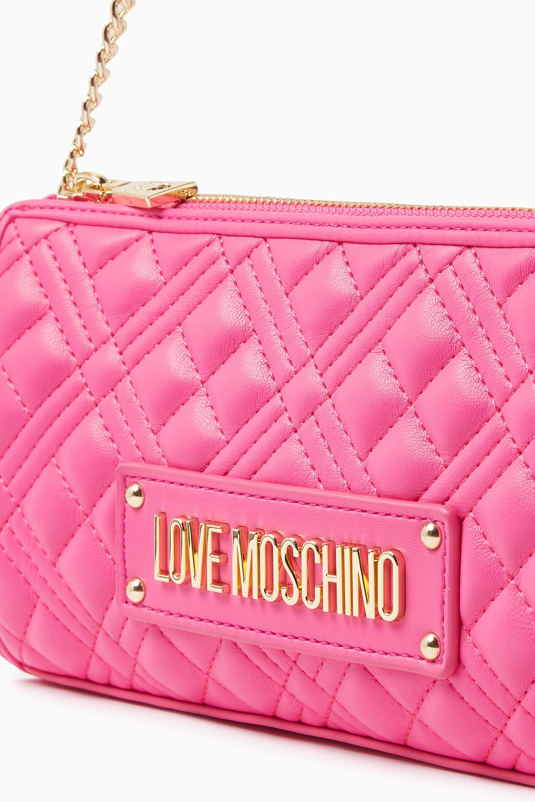 Buy Love Moschino Pink Small Shoulder Bag in Quilted Leather for Women Online Ounass Kuwait