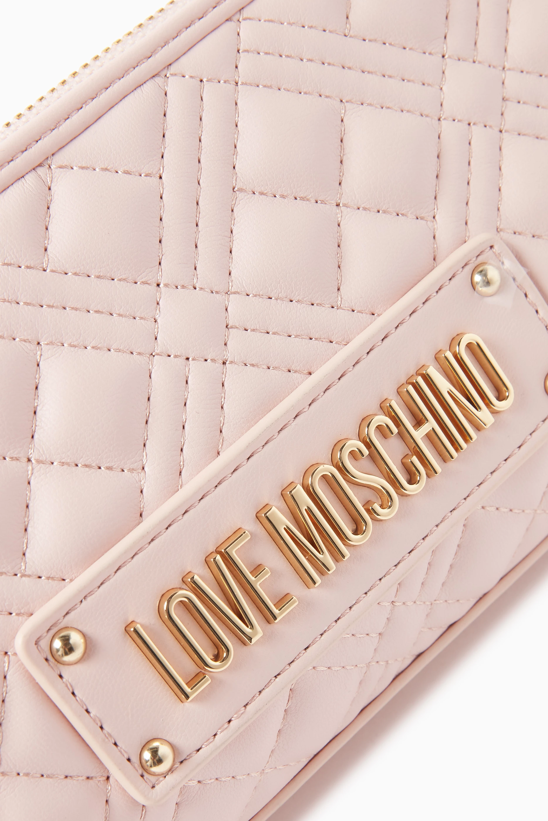 Buy Love Moschino Pink Small Shoulder Bag in Quilted Leather for