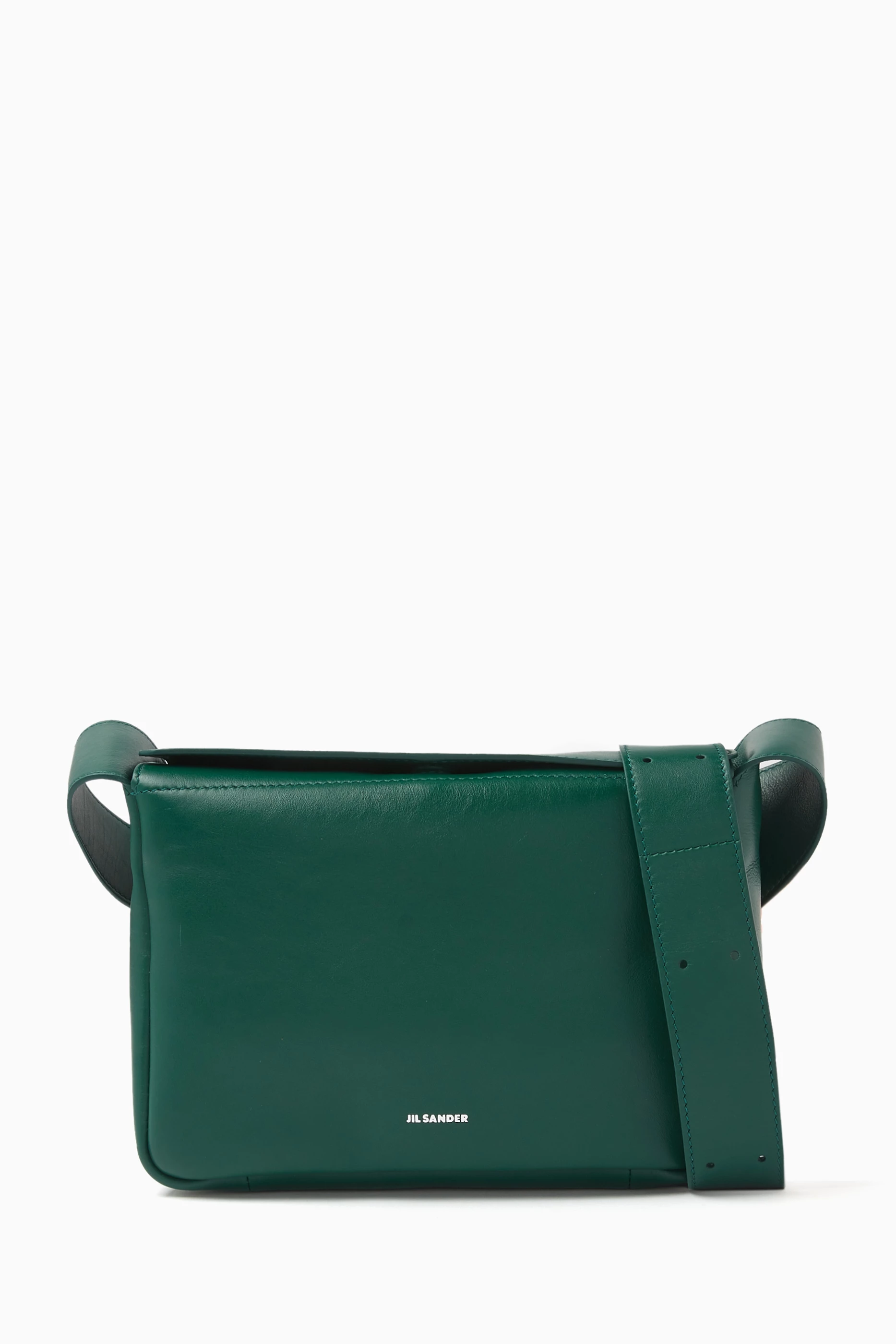 Buy Jil Sander Green Flap Messenger Bag in Leather for Women Online Ounass Kuwait