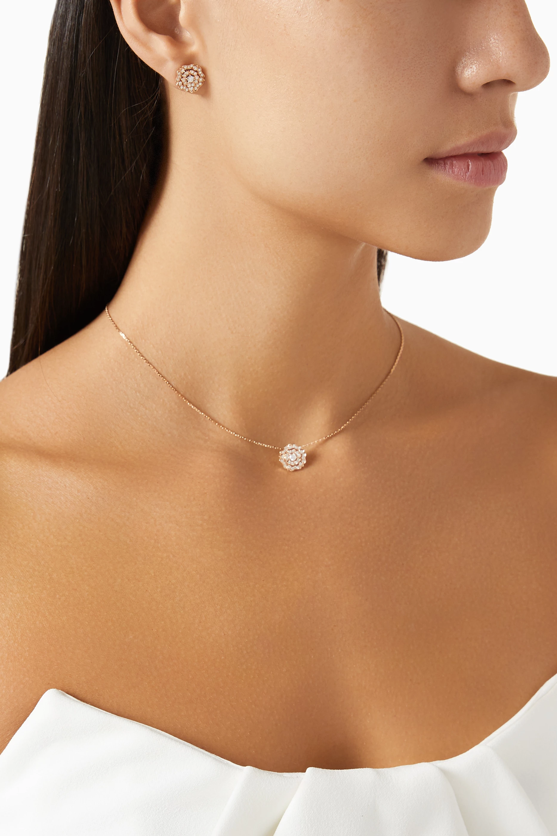 Buy Garrard Rose Gold Tudor Rose Mini Icons Diamond Pendant