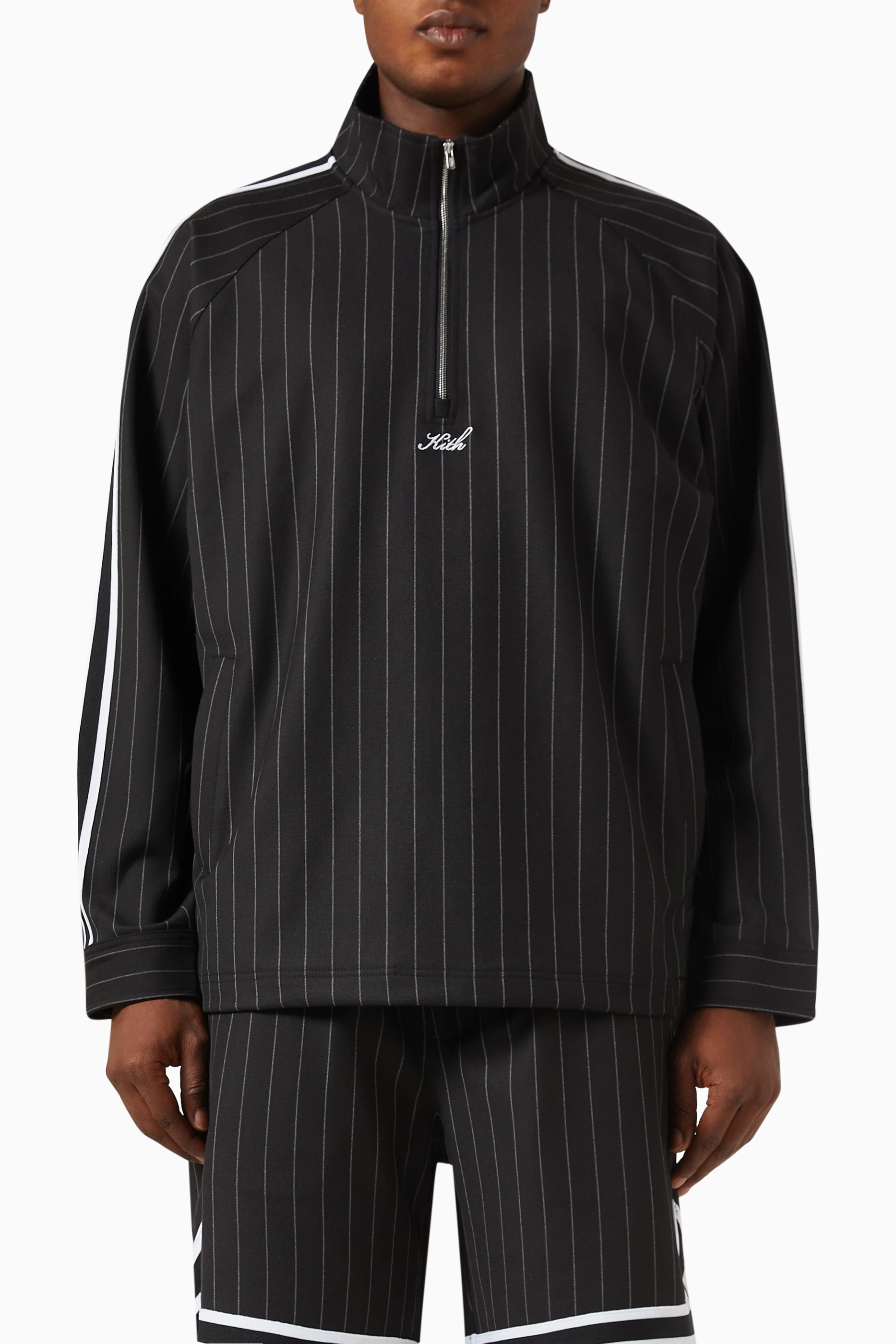 Buy Kith Black Riley Quarter-zip Sweatshirt in Stretch Double