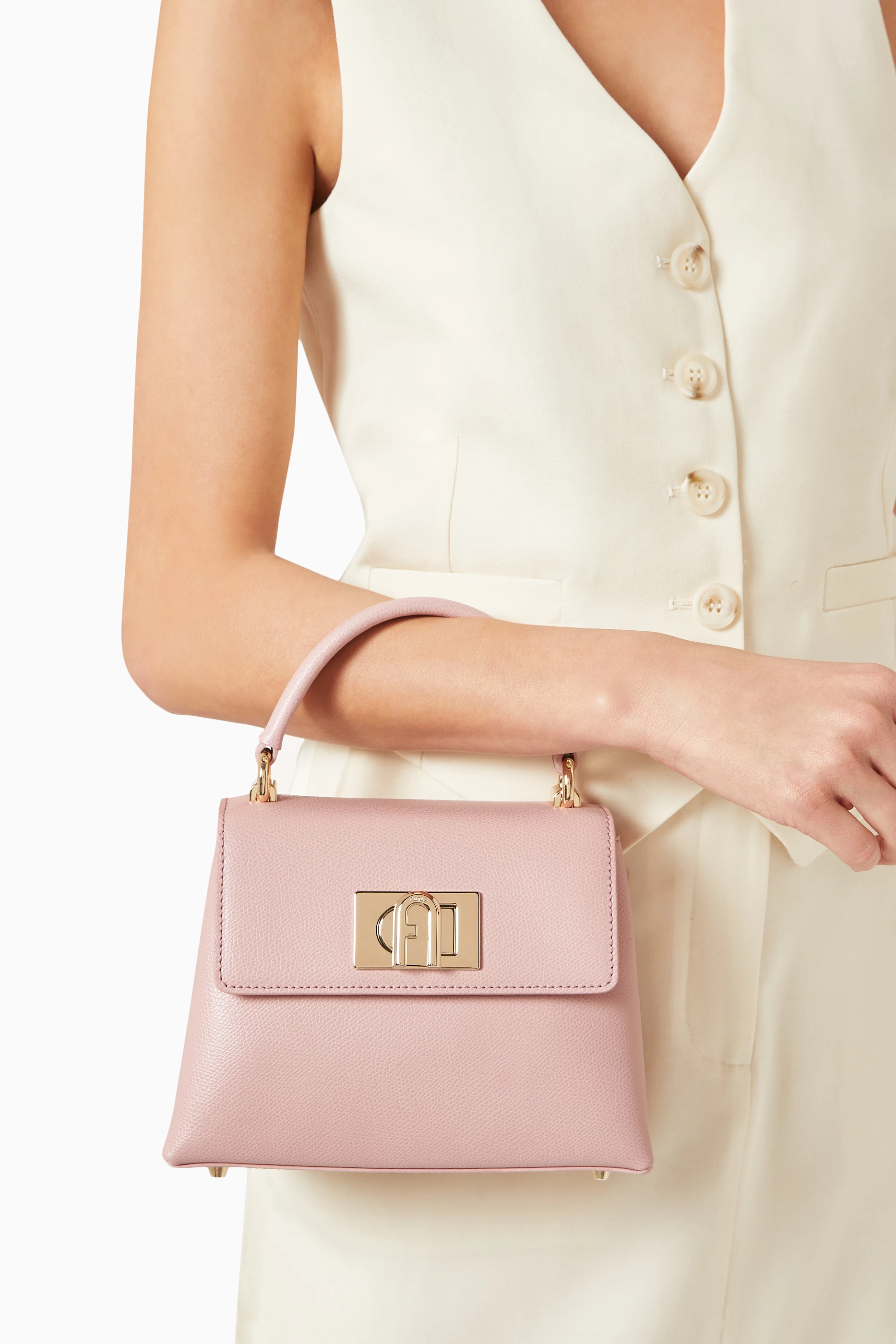 FURLA 1927 MINI TOP HANDLE ピンクゴールド Buy Furla Pink 1927 Mini Top Handle Bag in Grained Leather