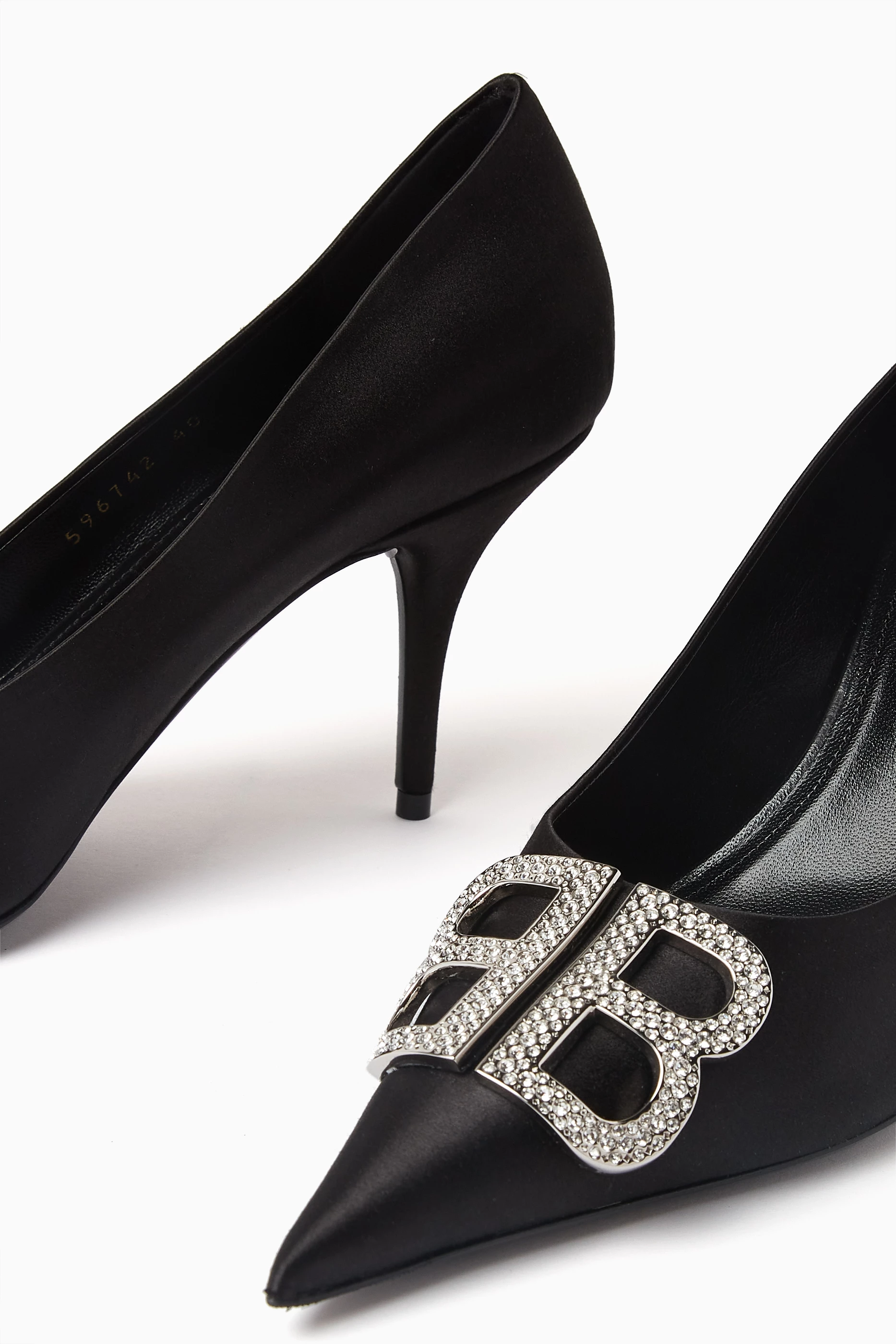 Buy Balenciaga Black BB Knife 80 Embellished Pumps in Satin for Women Online Ounass Kuwait