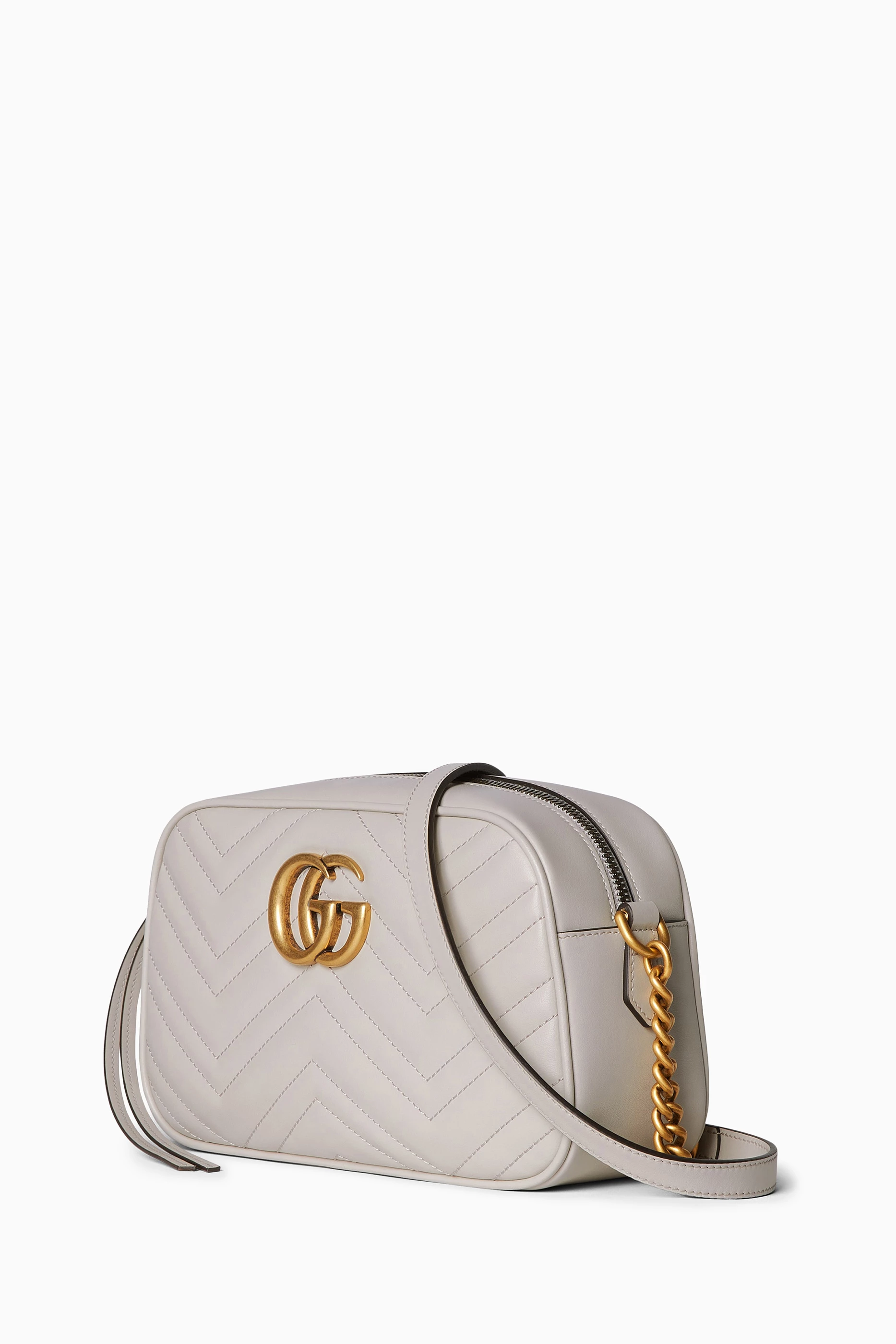 Buy Gucci White Small GG Marmont Shoulder Bag in Matelassé Leather