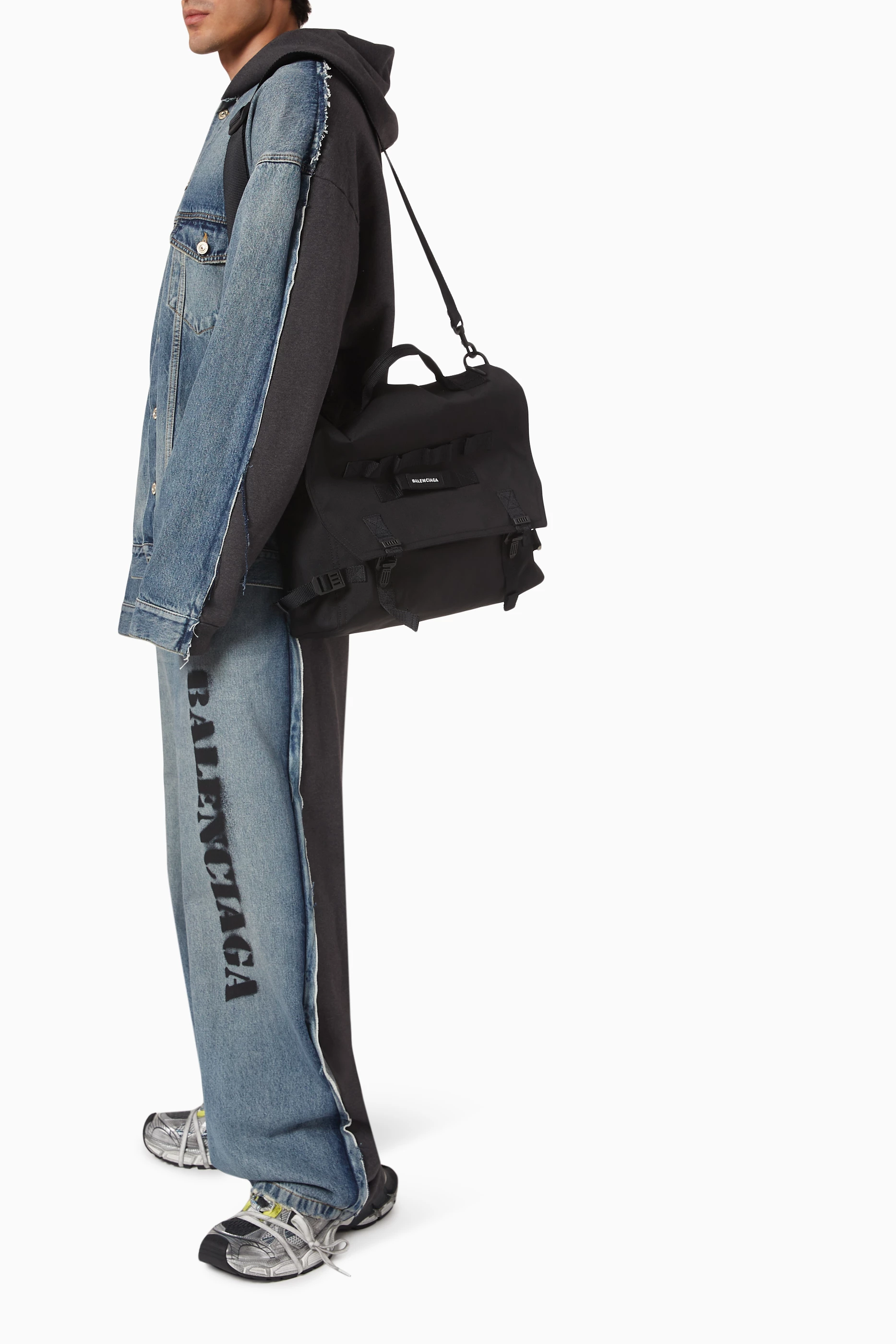 Buy Balenciaga Black Large Army Messenger Bag in Recycled Nylon